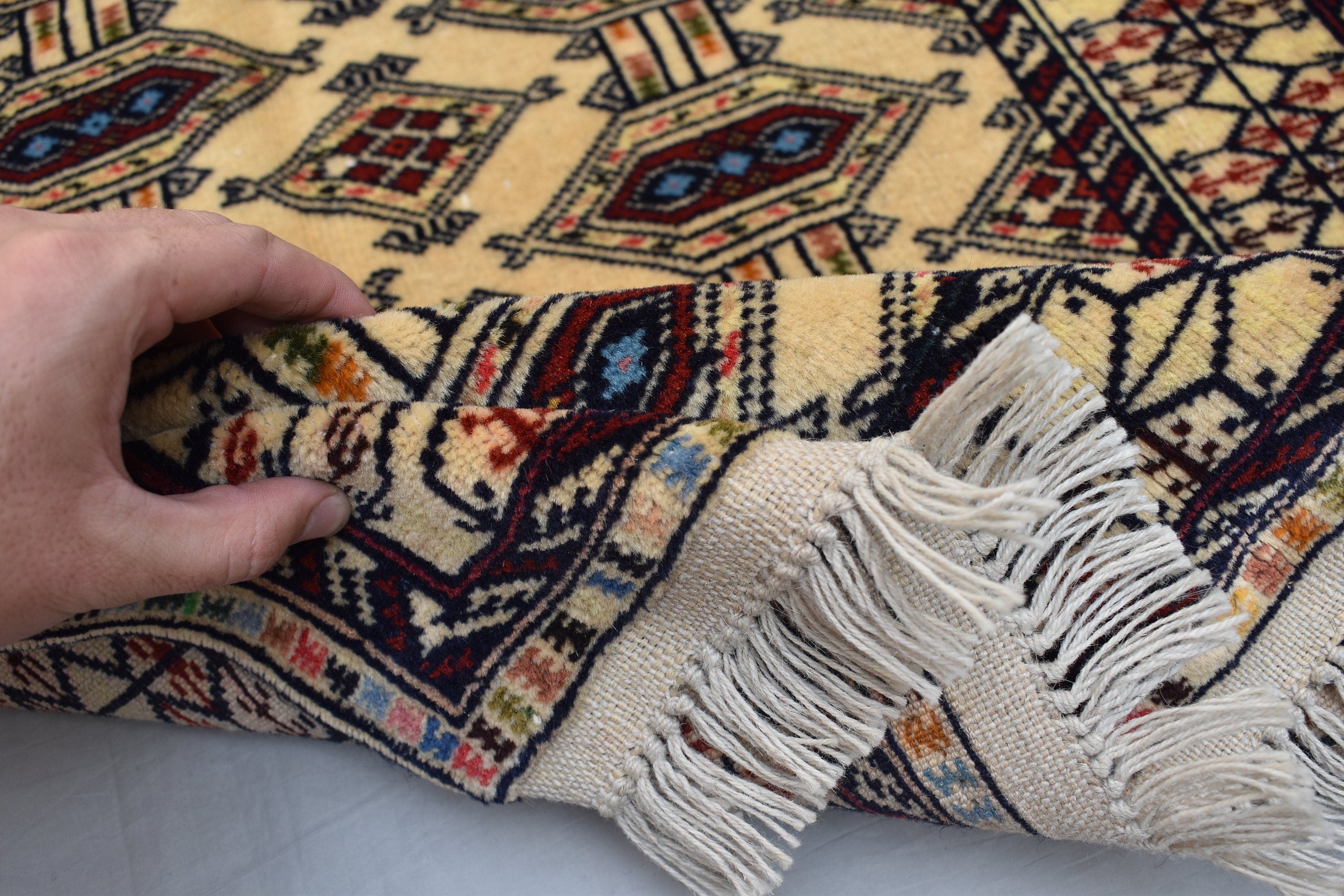 3.10 x 2.8 Ft Vintage Afghan Rug Zahir Shahi Pattern Turkoman Weave Fine Quality Carpet Traditional Herati Rug Super High Quality Rug