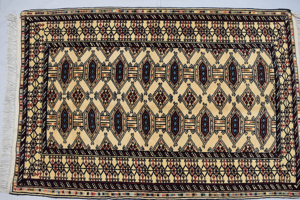 3.10 x 2.8 Ft Vintage Afghan Rug Zahir Shahi Pattern Turkoman Weave Fine Quality Carpet Traditional Herati Rug Super High Quality Rug