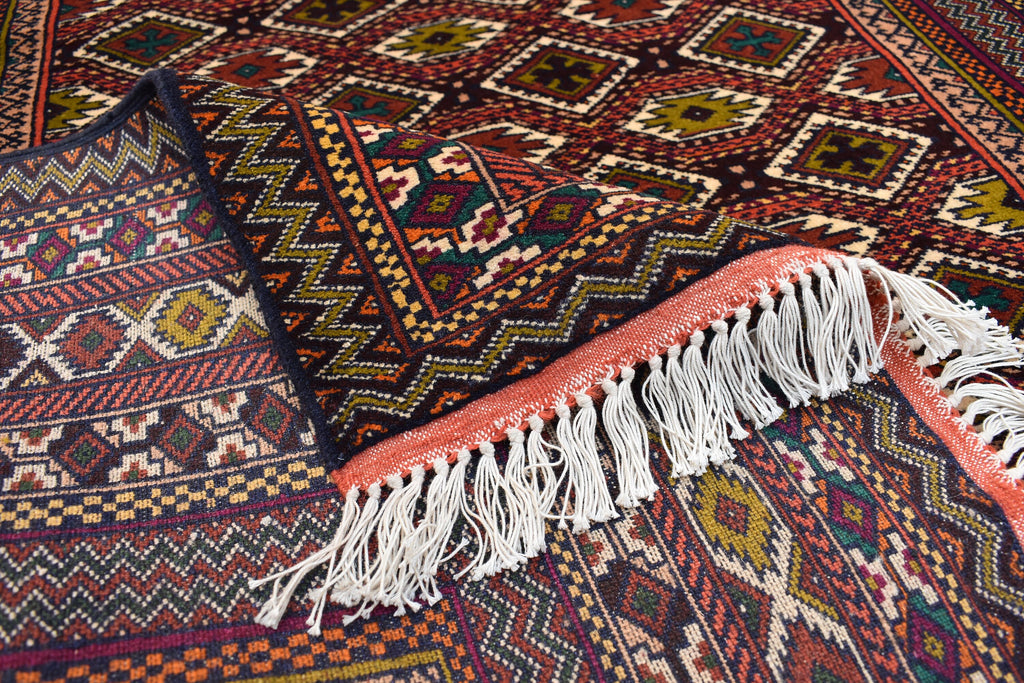 Vintage Area Rug, 7.0 x 4.6 Ft, Gorgeous Handmade Afghan Turkmen Bostan Goll 100% Wool Traditional Flat WeaveAfghan rug, Vintage afghan rug
