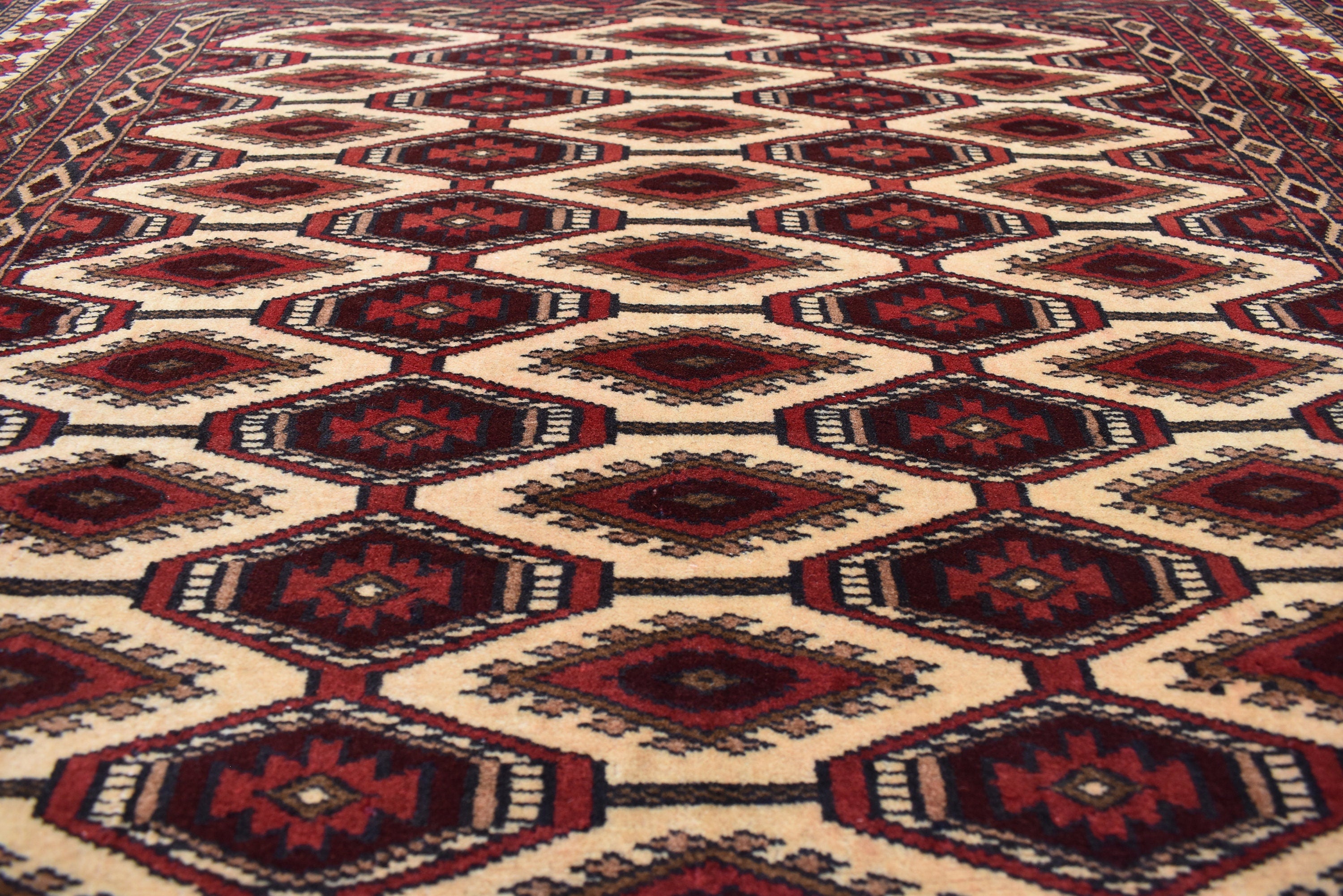5x4Ft, Vintage Afghan Turkmen Zahir Shahi Rug | Handmade Wool Antique Oriental Area Carpet |Turkoman Tribal Decor, Collectible Rug 195x144cm