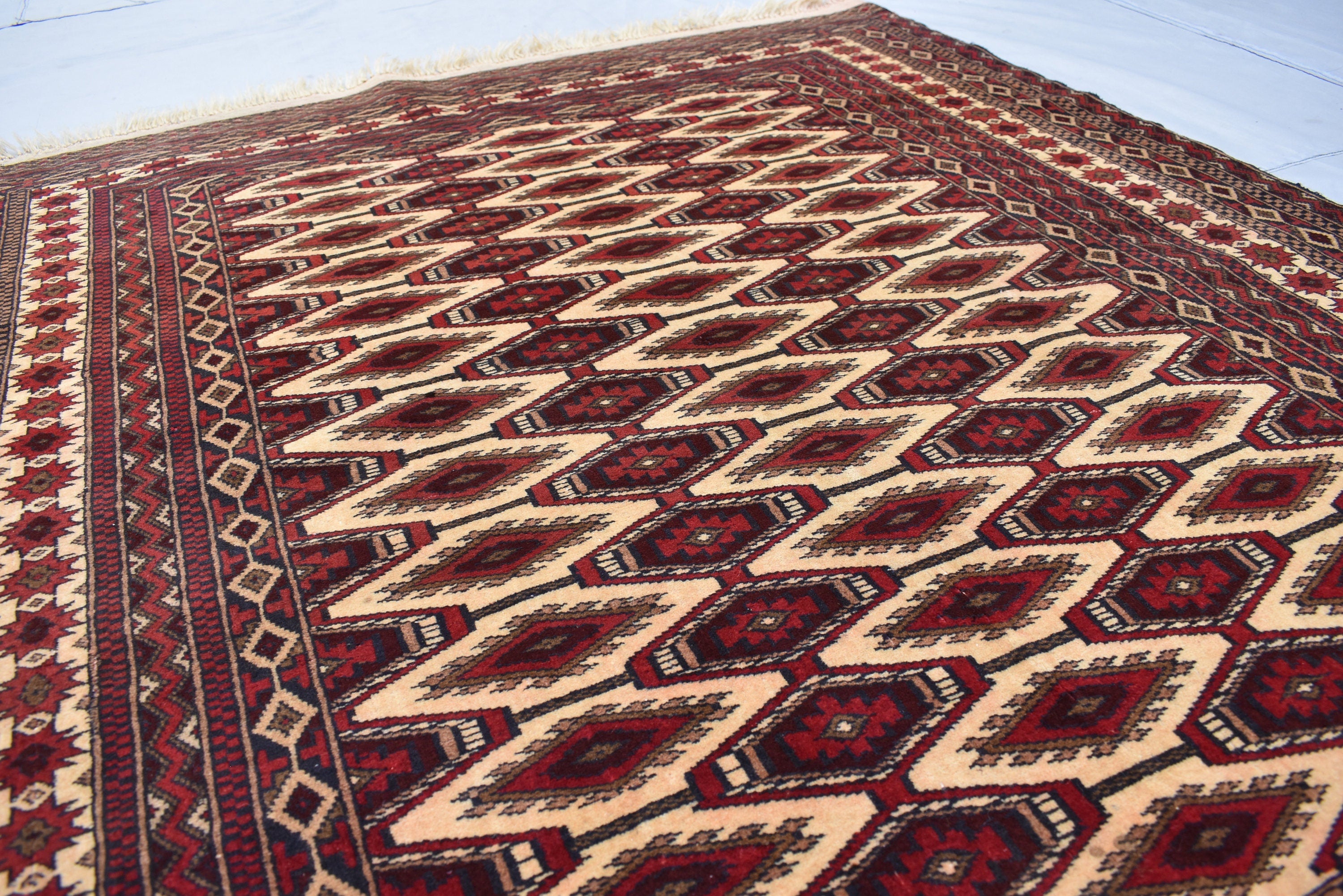 5x4Ft, Vintage Afghan Turkmen Zahir Shahi Rug | Handmade Wool Antique Oriental Area Carpet |Turkoman Tribal Decor, Collectible Rug 195x144cm