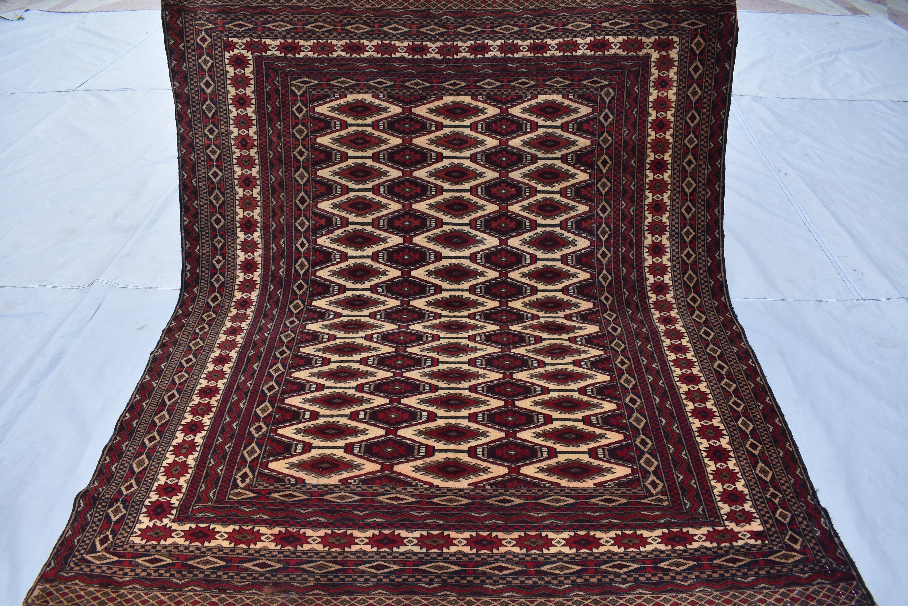 5x4Ft, Vintage Afghan Turkmen Zahir Shahi Rug | Handmade Wool Antique Oriental Area Carpet |Turkoman Tribal Decor, Collectible Rug 195x144cm