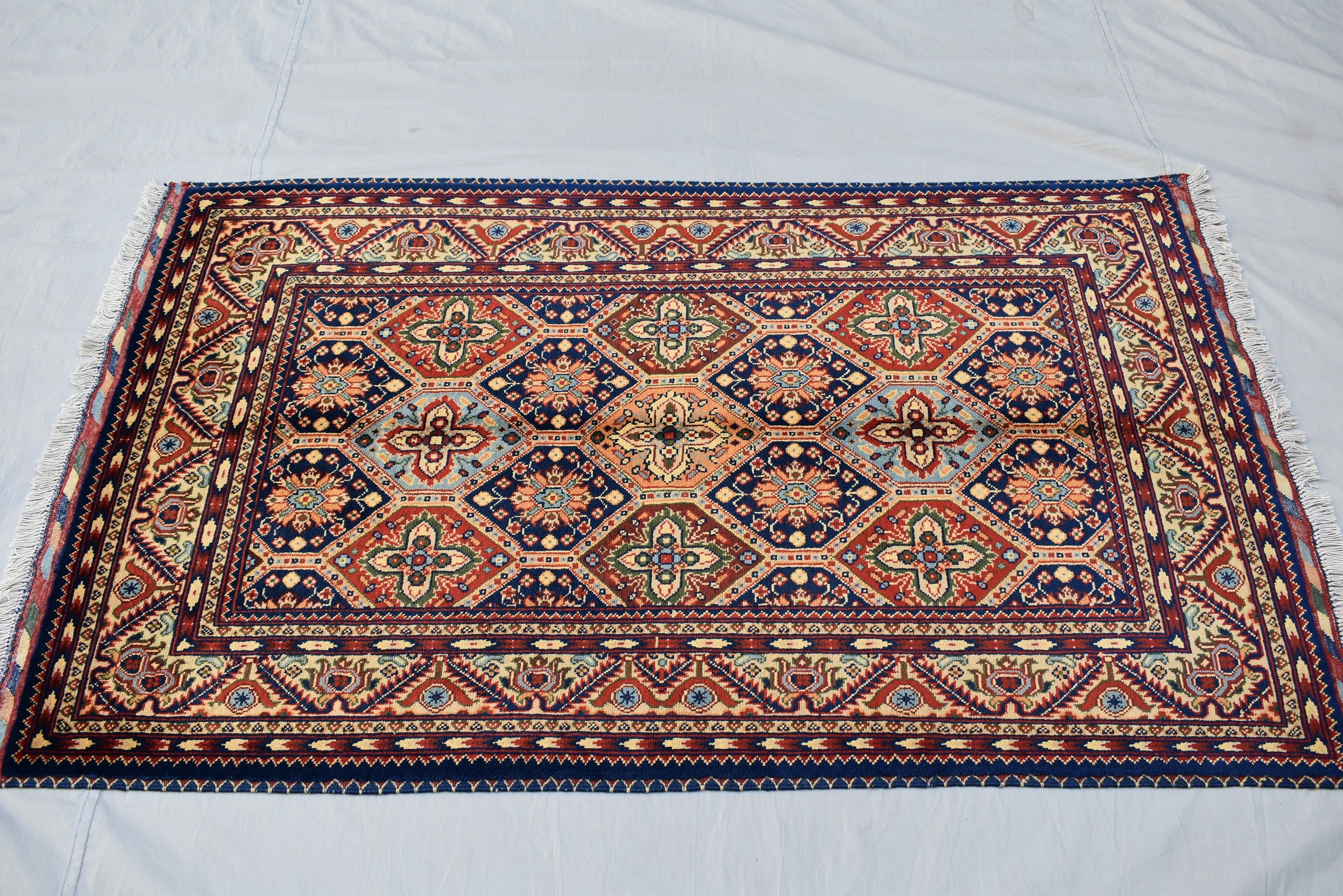 3x5 Kashi Handwoven Afghan Rug, Oriental Tribal Wool Rug, Multicolors Vibrant Rug, Living room Rug, Hallway Rug, Bedroom Rug Free shipping