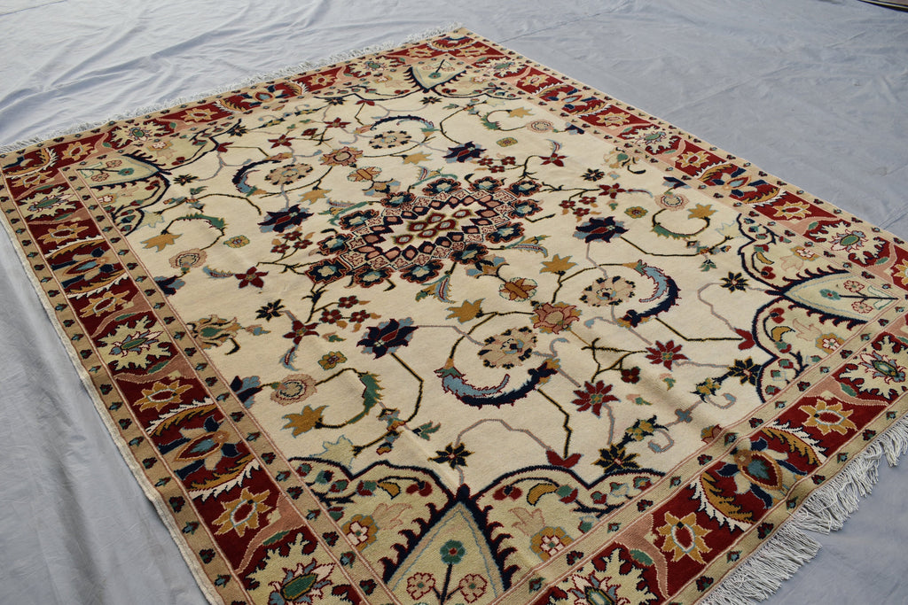 5x7Ft, Afghan Kashmiri Wool Rug | High Pile Soft Wool Tribal Floral Carpet | Handmade Turkoman Oriental Area Rug for Living Room, Bedroom