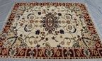 5x7Ft, Afghan Kashmiri Wool Rug | High Pile Soft Wool Tribal Floral Carpet | Handmade Turkoman Oriental Area Rug for Living Room, Bedroom