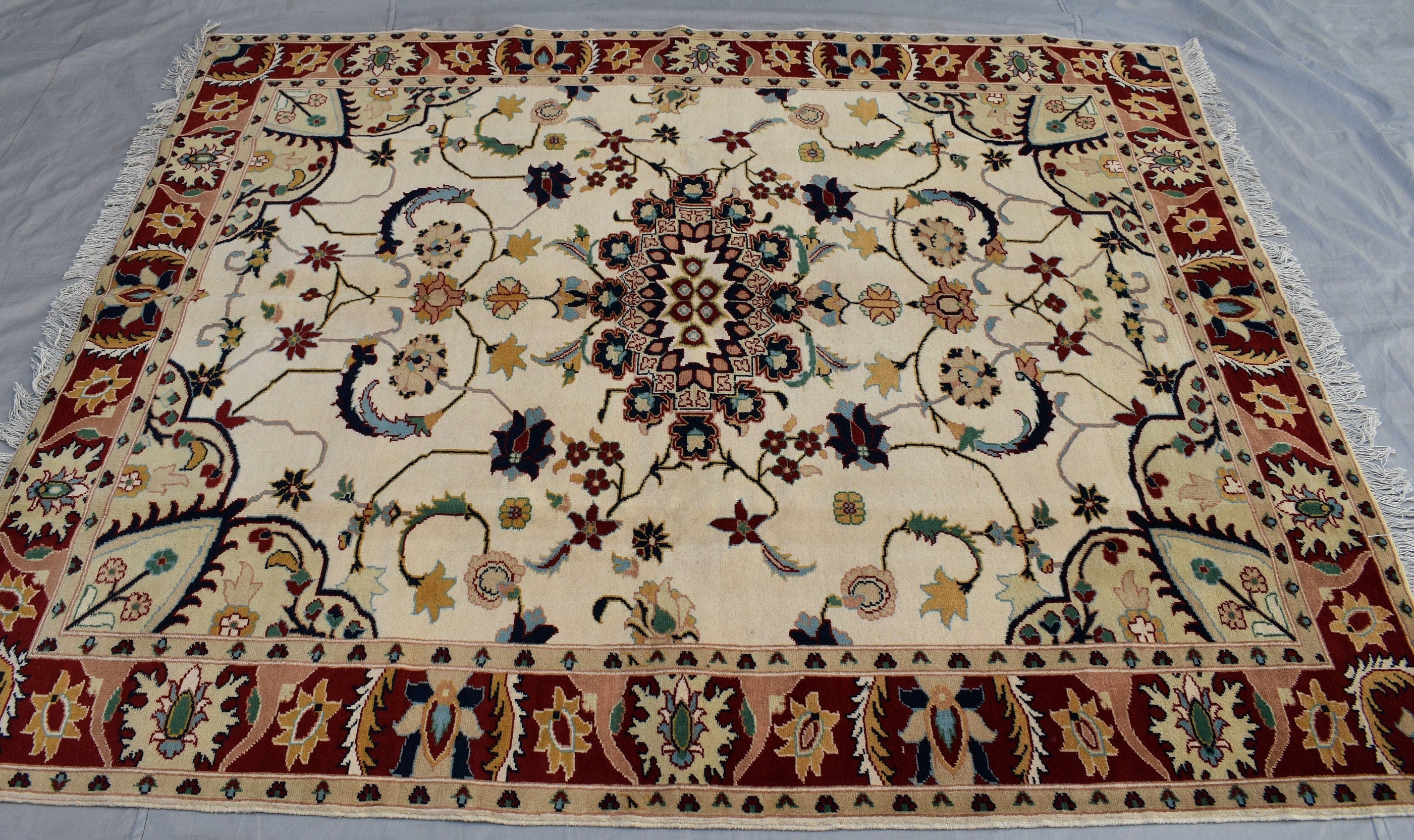 5x7Ft, Afghan Kashmiri Wool Rug | High Pile Soft Wool Tribal Floral Carpet | Handmade Turkoman Oriental Area Rug for Living Room, Bedroom