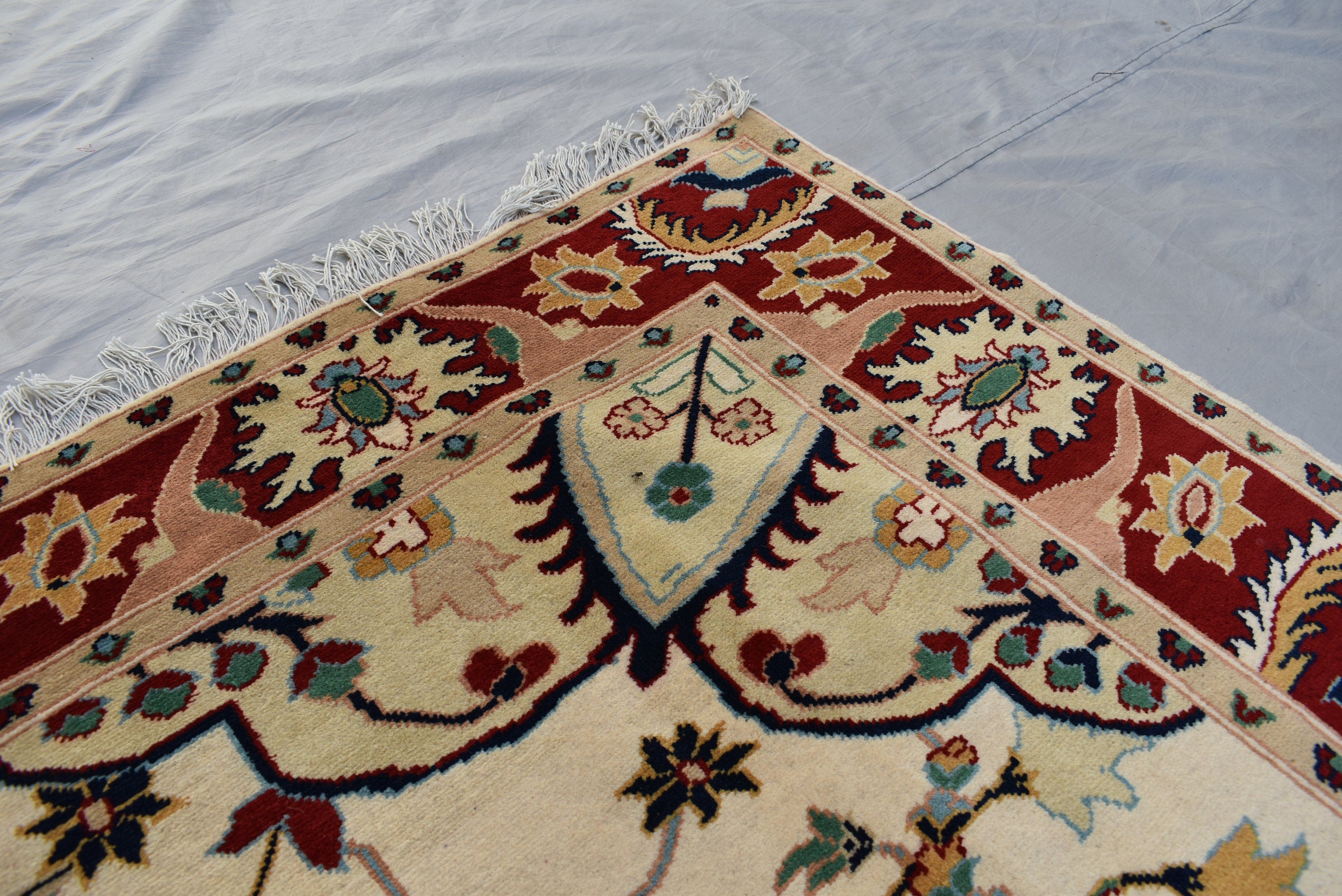 5x7Ft, Afghan Kashmiri Wool Rug | High Pile Soft Wool Tribal Floral Carpet | Handmade Turkoman Oriental Area Rug for Living Room, Bedroom