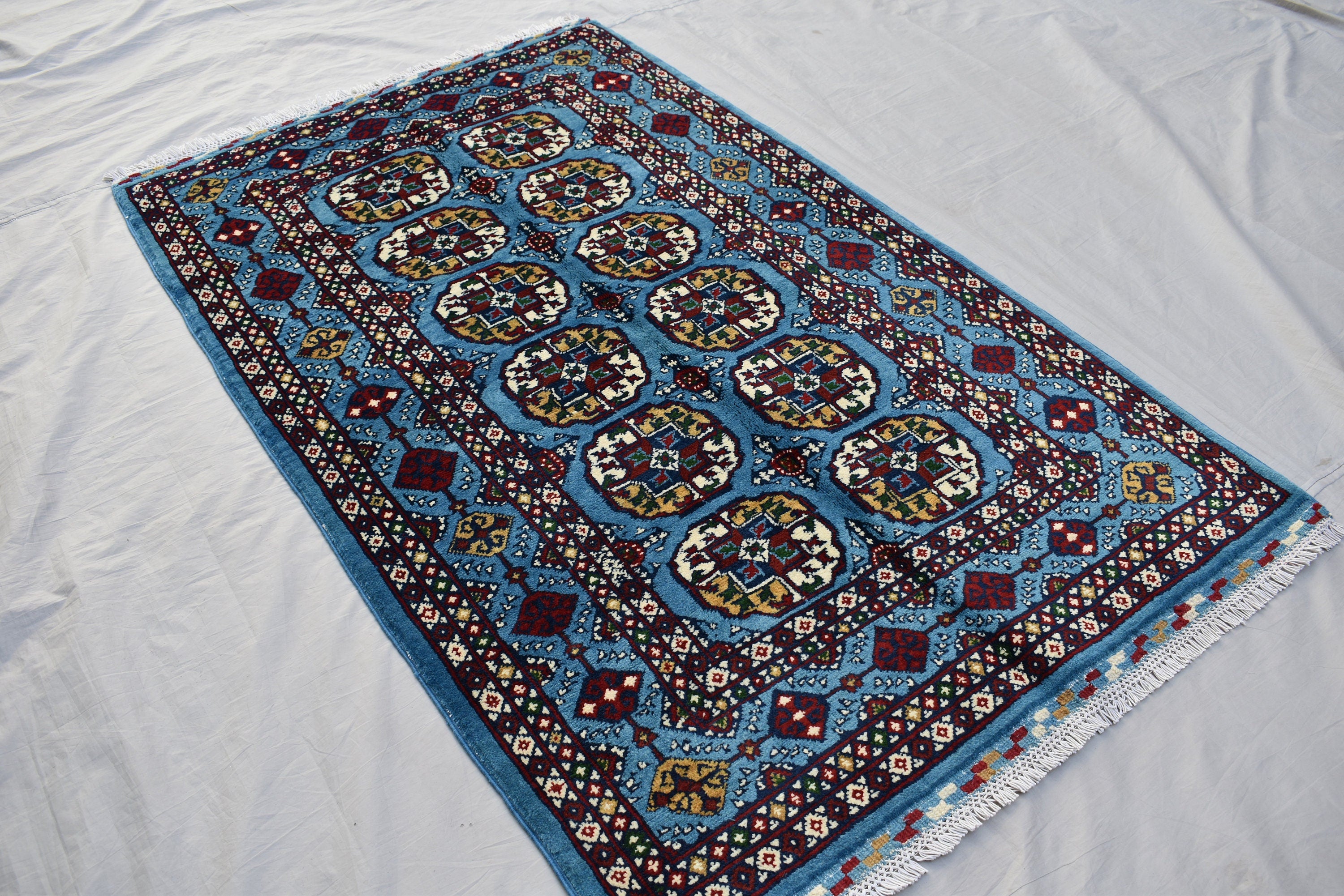3x5 Navy Blue Ethnic Afghan Rug, Oriental Style Carpet, Classic Farmhouse Red Area Rug, Bedroom Living Room Area Rugs 3.2x5.4, Hallway Rug