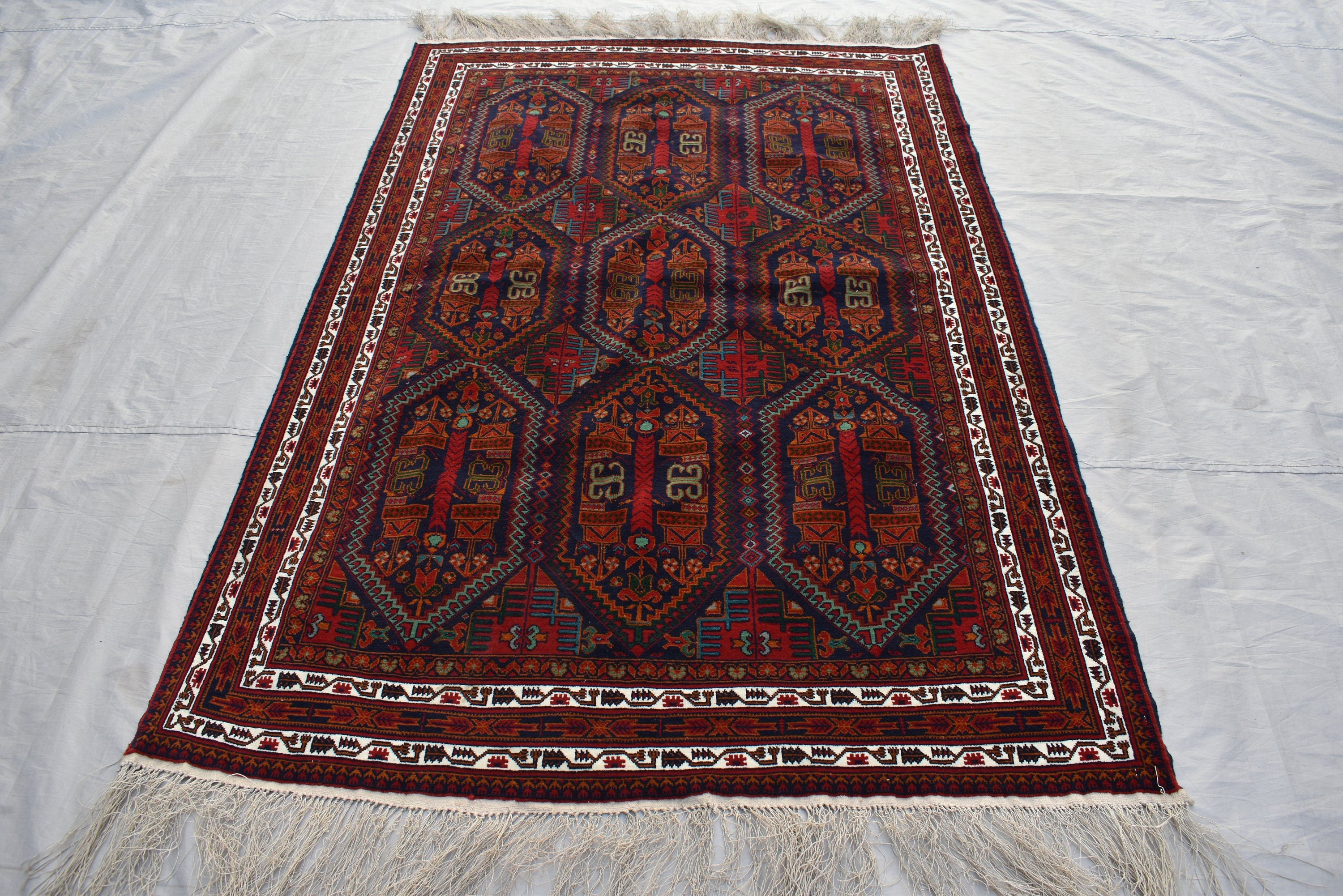 6.4x4.2 Ft, Stunning fine quality Handmade Ali Khoja Afghan rug, Vintage rug 6x4, Collectible Rug, Rugs For Living Room, Wall Hanging Rug