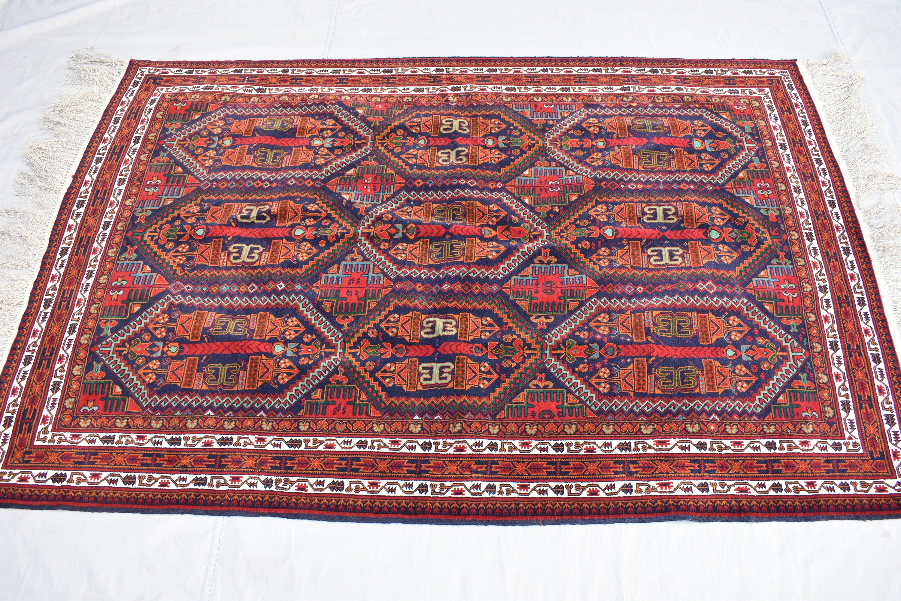 6.4x4.2 Ft, Stunning fine quality Handmade Ali Khoja Afghan rug, Vintage rug 6x4, Collectible Rug, Rugs For Living Room, Wall Hanging Rug