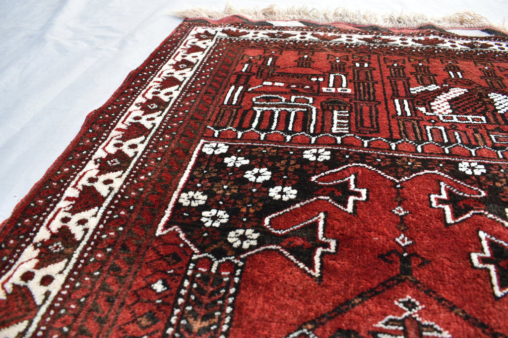 4.2 x 2.9 Vintage Prayer Rug Fine Quality Tribal Prayer Rug Oriental Turkmen Area Rug Handmade Wool Rug Muslim Prayer Carpet