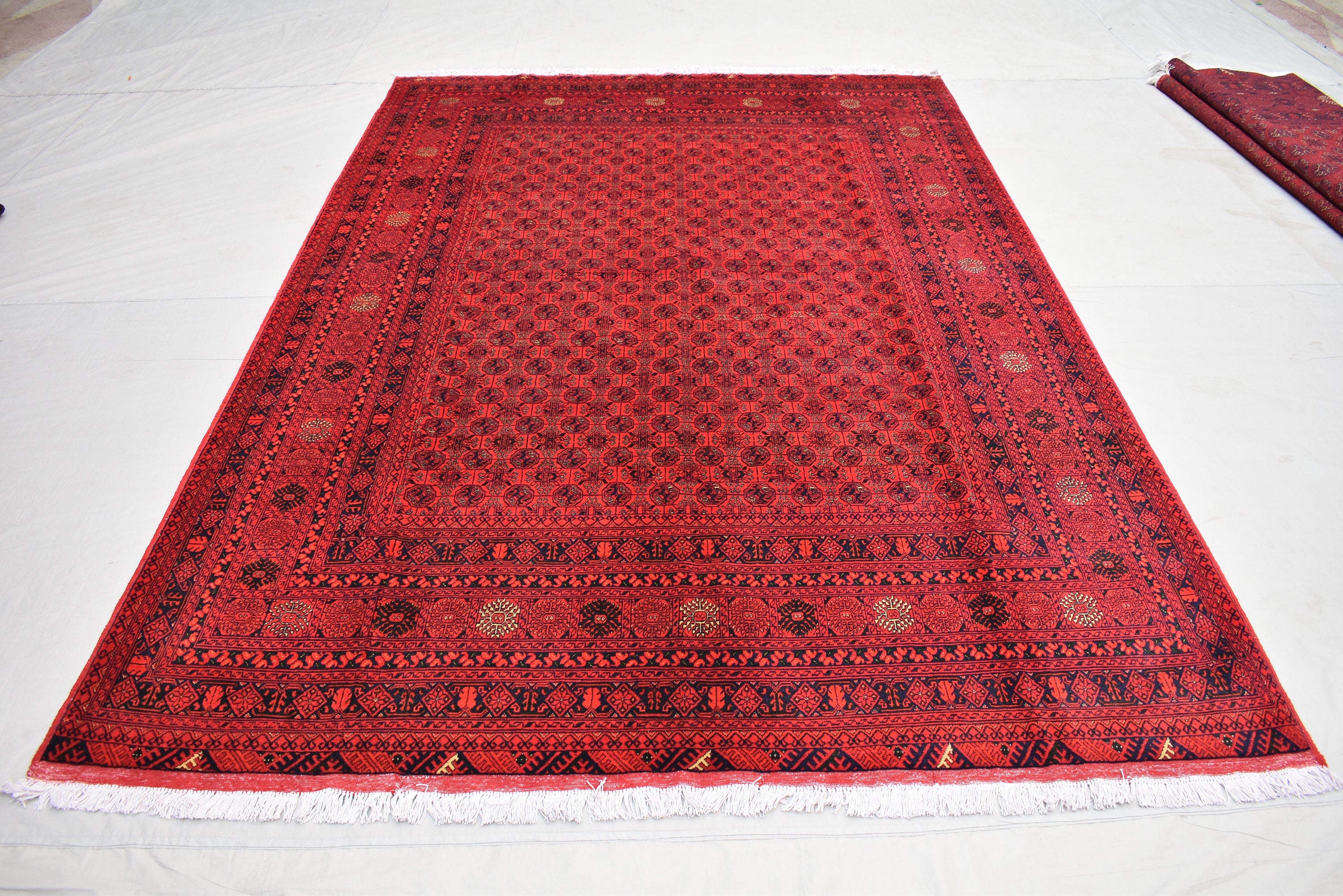 Afghan Bukhara Mowri rug 9.8 x 6.6 Ft High Quality Turkmen Handmade Tekke Ersari rug Vintage Rug In Excellent Condition Oriental Afghan Rug