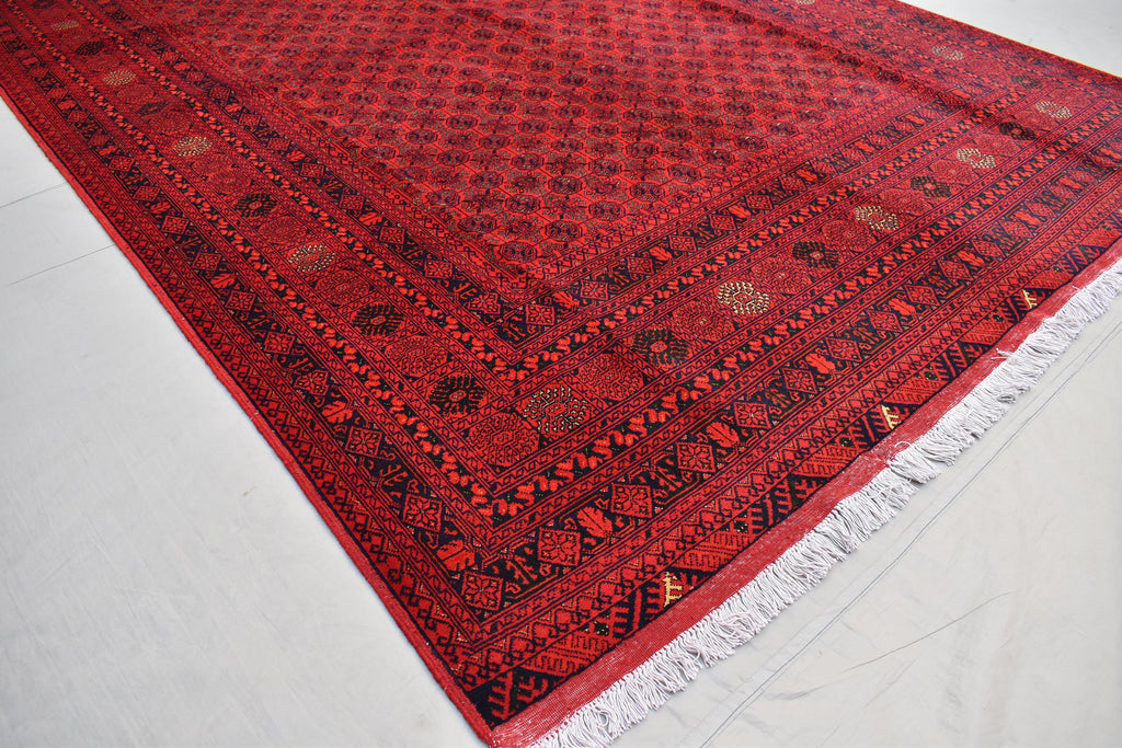 Afghan Bukhara Mowri rug 9.8 x 6.6 Ft High Quality Turkmen Handmade Tekke Ersari rug Vintage Rug In Excellent Condition Oriental Afghan Rug