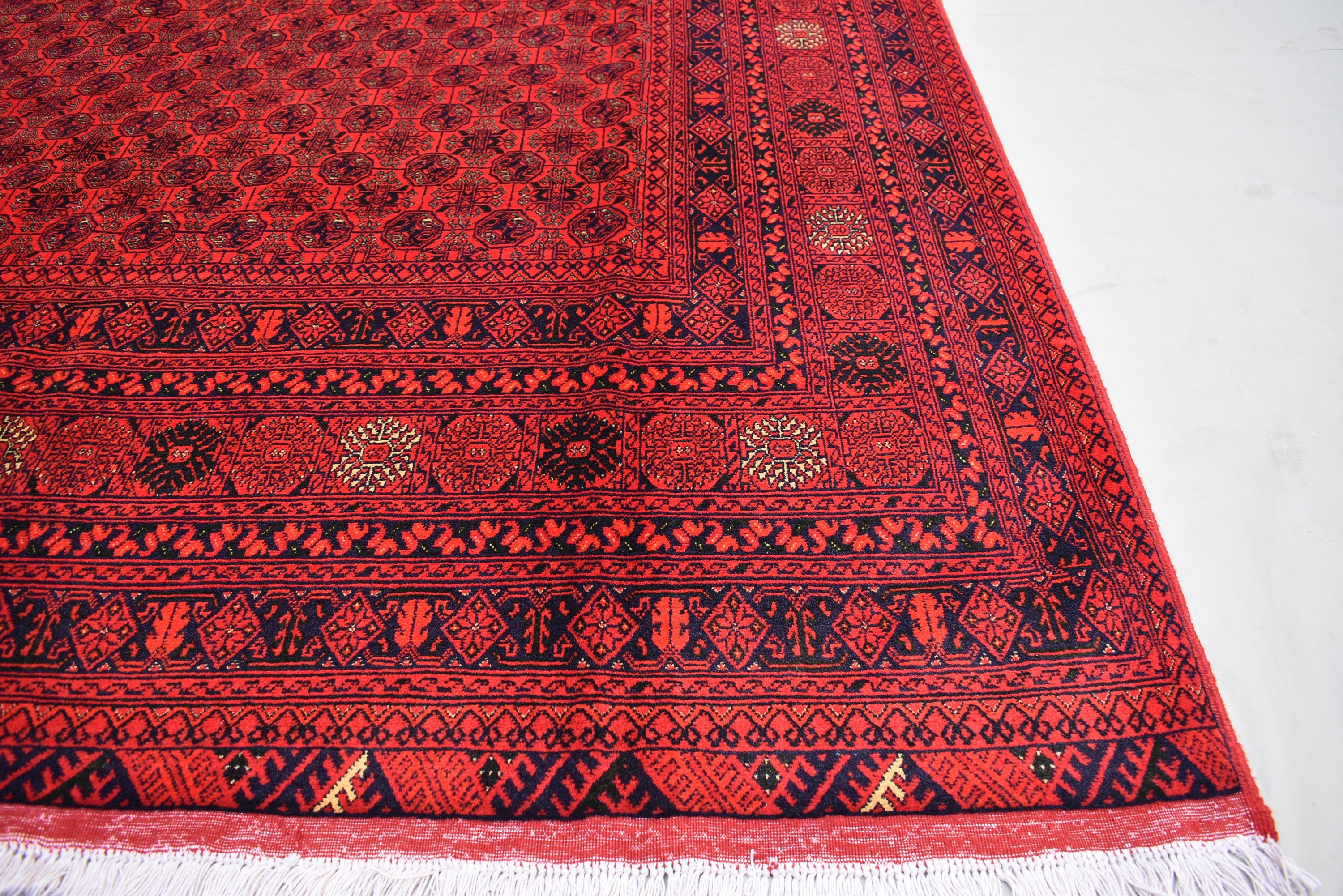 Afghan Bukhara Mowri rug 9.8 x 6.6 Ft High Quality Turkmen Handmade Tekke Ersari rug Vintage Rug In Excellent Condition Oriental Afghan Rug
