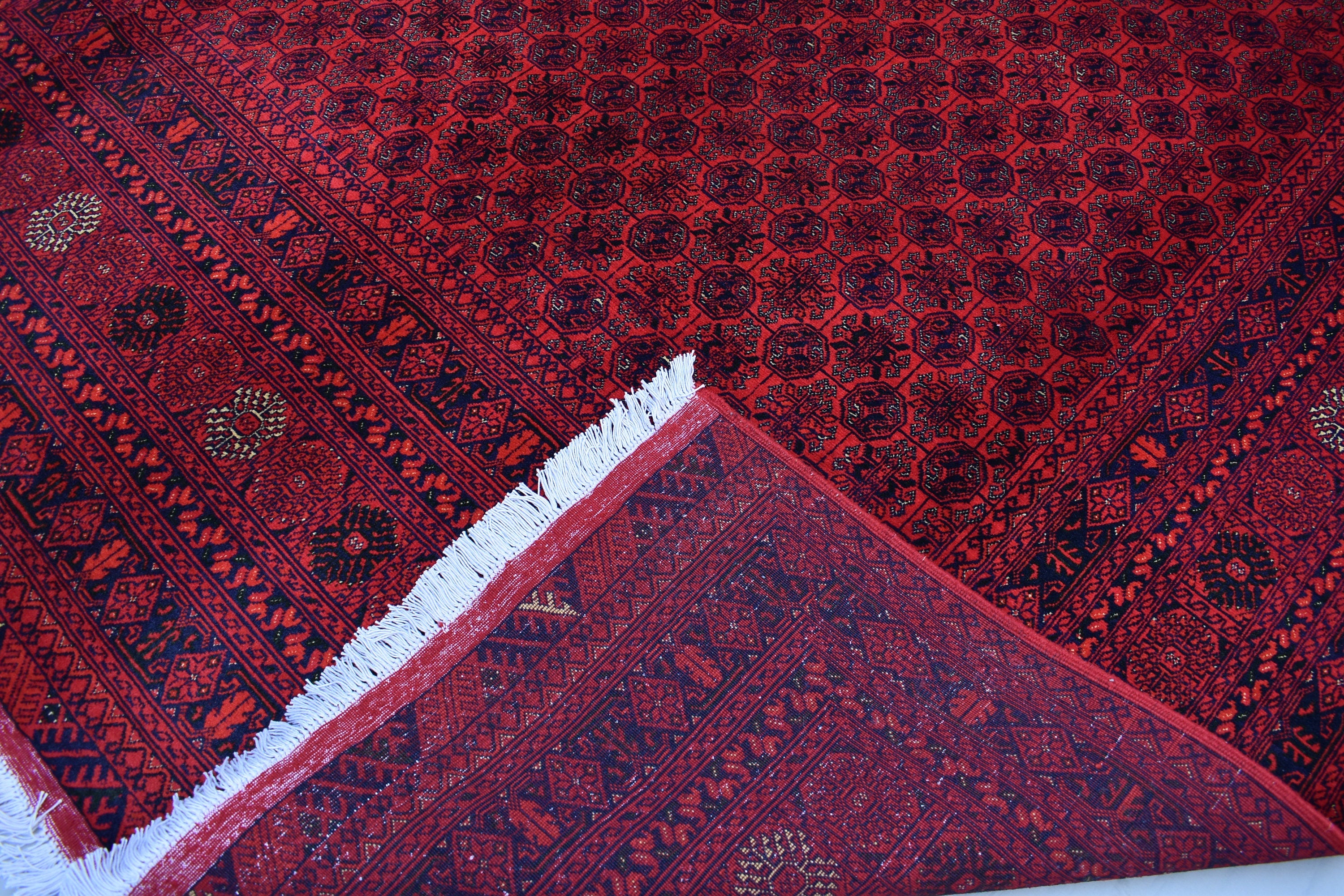 Afghan Bukhara Mowri rug 9.8 x 6.6 Ft High Quality Turkmen Handmade Tekke Ersari rug Vintage Rug In Excellent Condition Oriental Afghan Rug