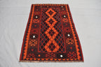 4.9 x 3.1 Ft Geometric Afghan Kilim Rug Afghan Hand Knotted Wool Tribal Antique Turkmen Rug Living Room Rug