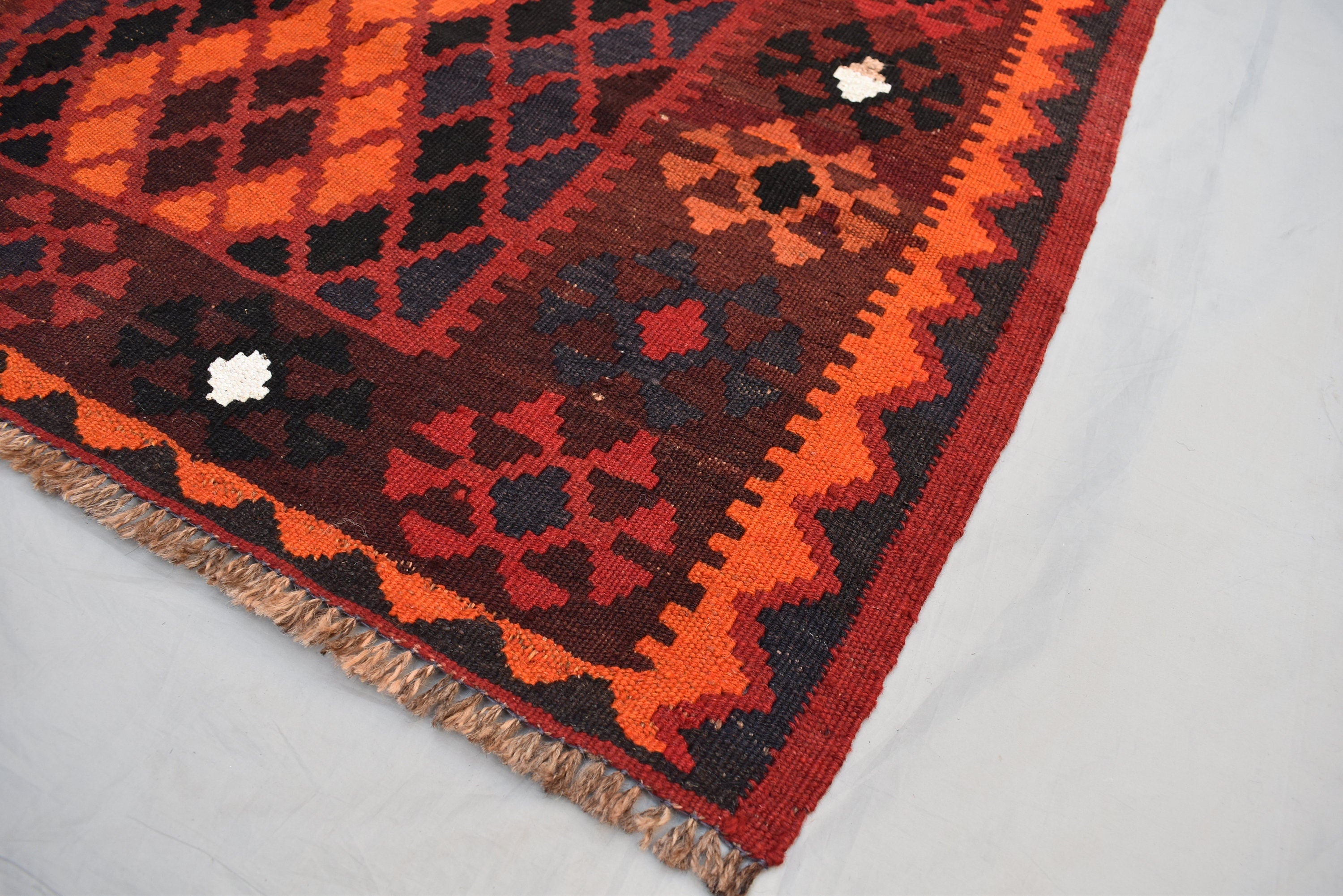 4.9 x 3.1 Ft Geometric Afghan Kilim Rug Afghan Hand Knotted Wool Tribal Antique Turkmen Rug Living Room Rug