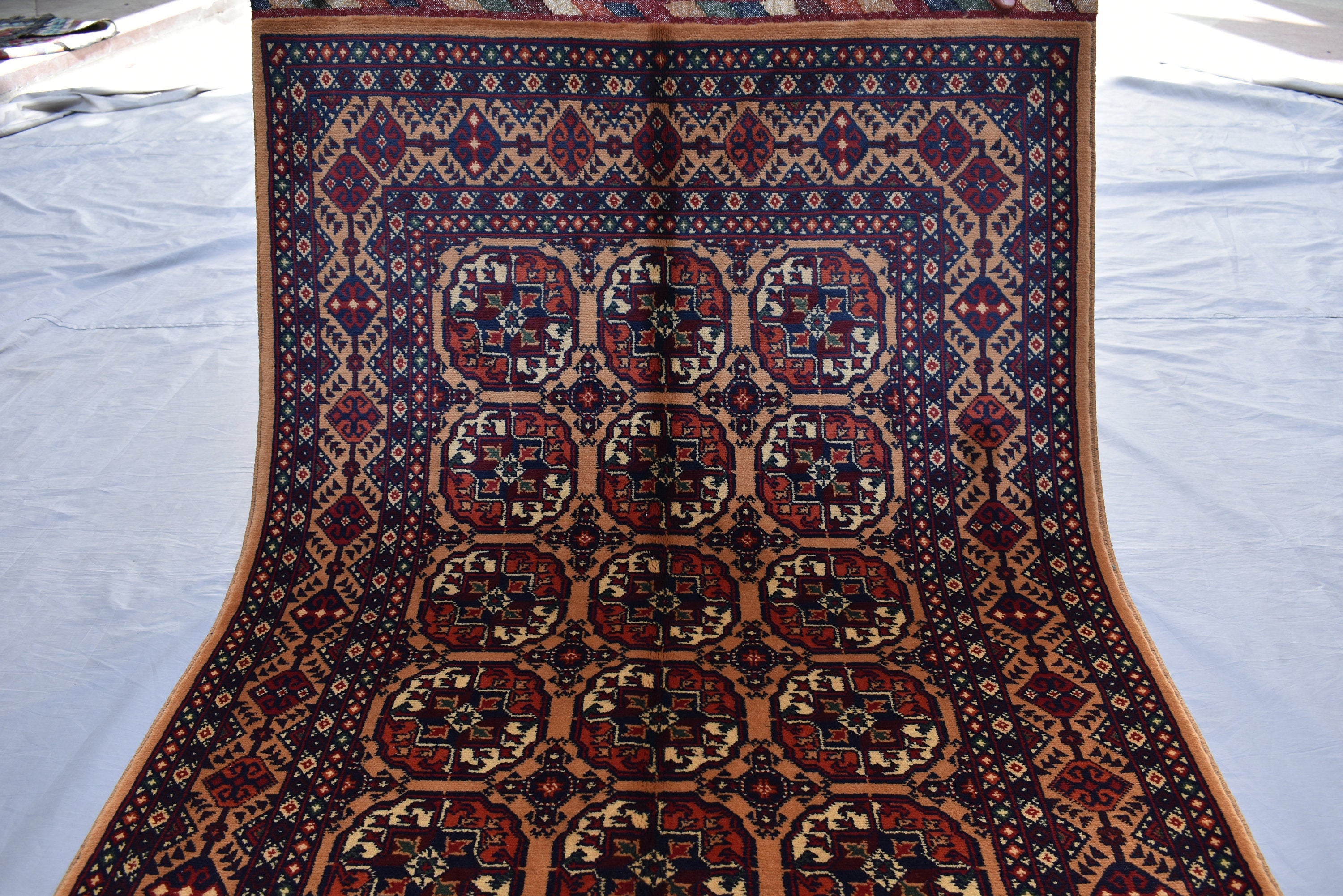 Hand-Knotted Afghan Bokhara Rug 4.10x3.3ft – High-Quality Tribal Wool Area Rug | 3x5 Oriental Afghan Rug | Living Room or Entryway Decor