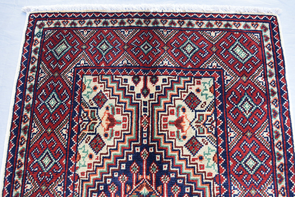 Small Afghan rug 2x4ft, Turkmen Handwoven Wool Area Rug, Small Hallway Runner, Vegetable Dyed Rug, Perfect for Home Entrance Way, Corridor