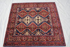 Square rug, 4.5 x 4.2 Ft, Beautiful Handmade Afghan Rug, Oriental Square Area Rug, High Quality rug, 100% Handspun Wool rug, free shipping