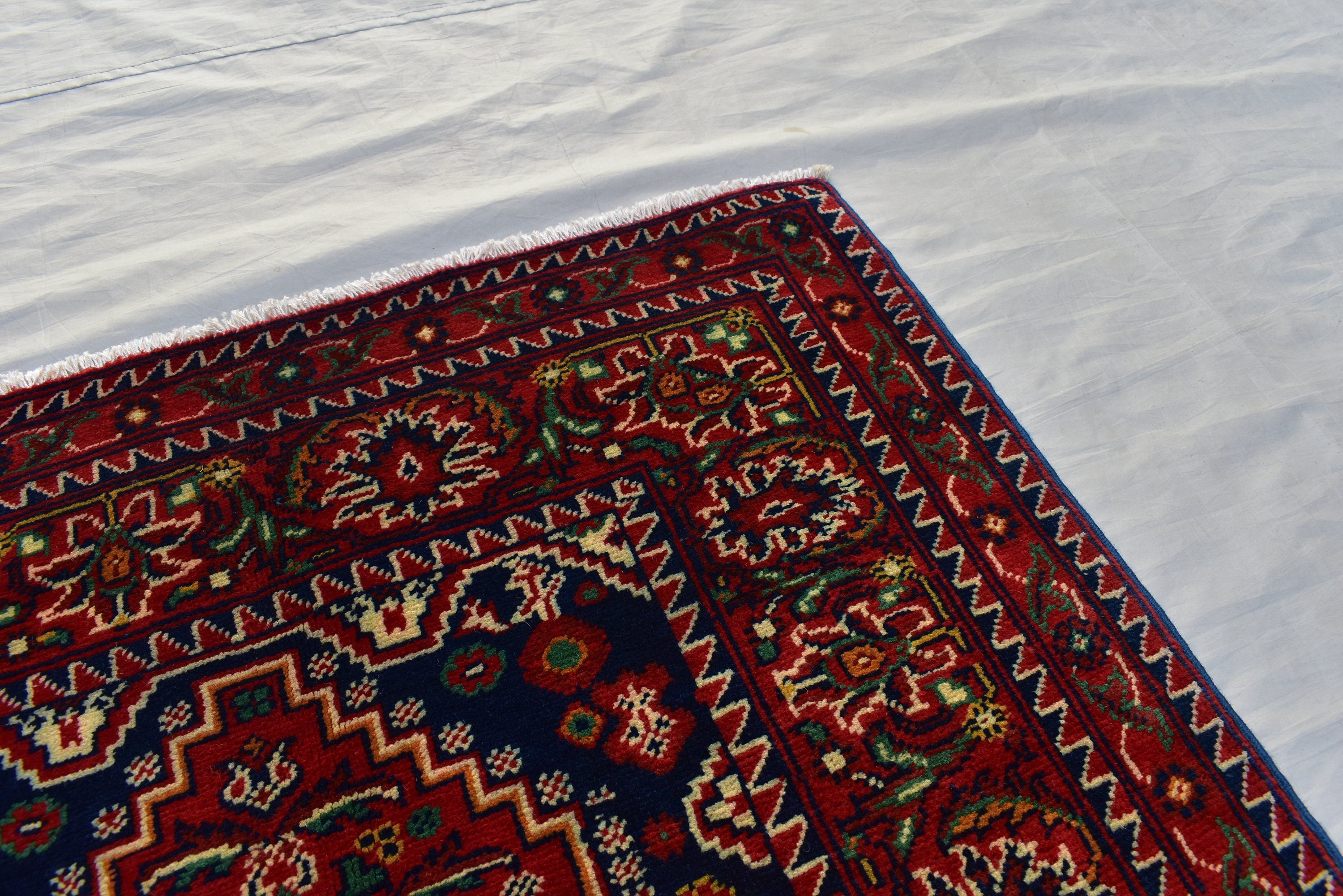 Square rug, 4.5 x 4.2 Ft, Beautiful Handmade Afghan Rug, Oriental Square Area Rug, High Quality rug, 100% Handspun Wool rug, free shipping