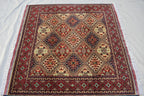 Squair rug 4x5Ft, Top Quality Gorgeous, Handmade Afghan rug, Afghan Turkmen, 100%Wool, Oriental rug, Rug for Living Room, Bedroom Rug