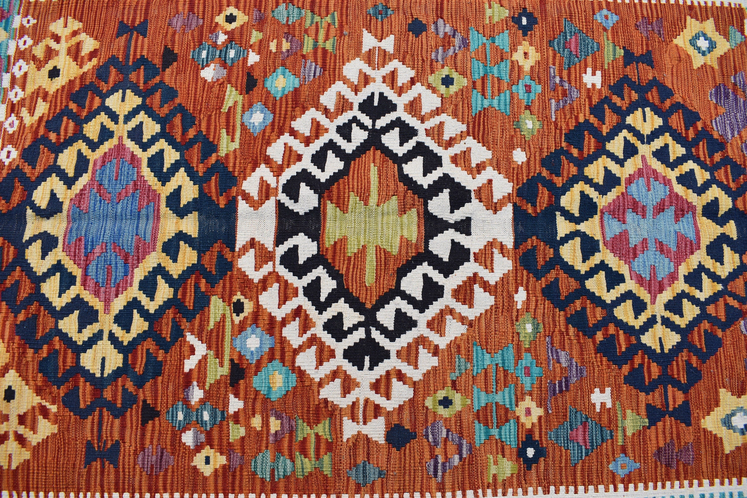 Kilim Area Rug 6x8Ft, Authentic Turkish Style Geometric Kilim Veg dyes Wool Rugs For Living room/ bedroom rug/ Baho Home Decor Rug