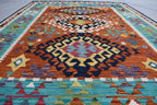 Kilim Area Rug 6x8Ft, Authentic Turkish Style Geometric Kilim Veg dyes Wool Rugs For Living room/ bedroom rug/ Baho Home Decor Rug