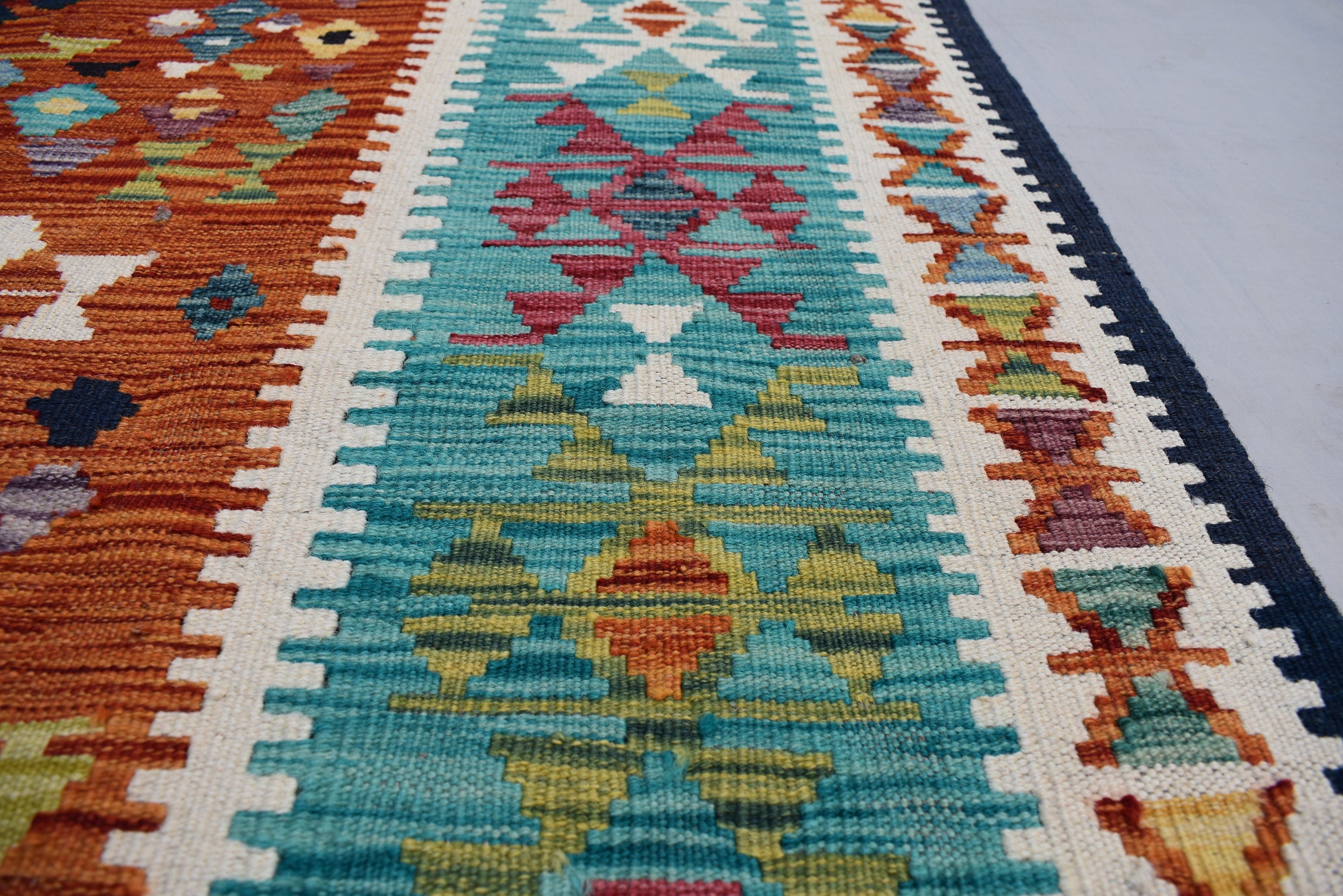 Kilim Area Rug 6x8Ft, Authentic Turkish Style Geometric Kilim Veg dyes Wool Rugs For Living room/ bedroom rug/ Baho Home Decor Rug