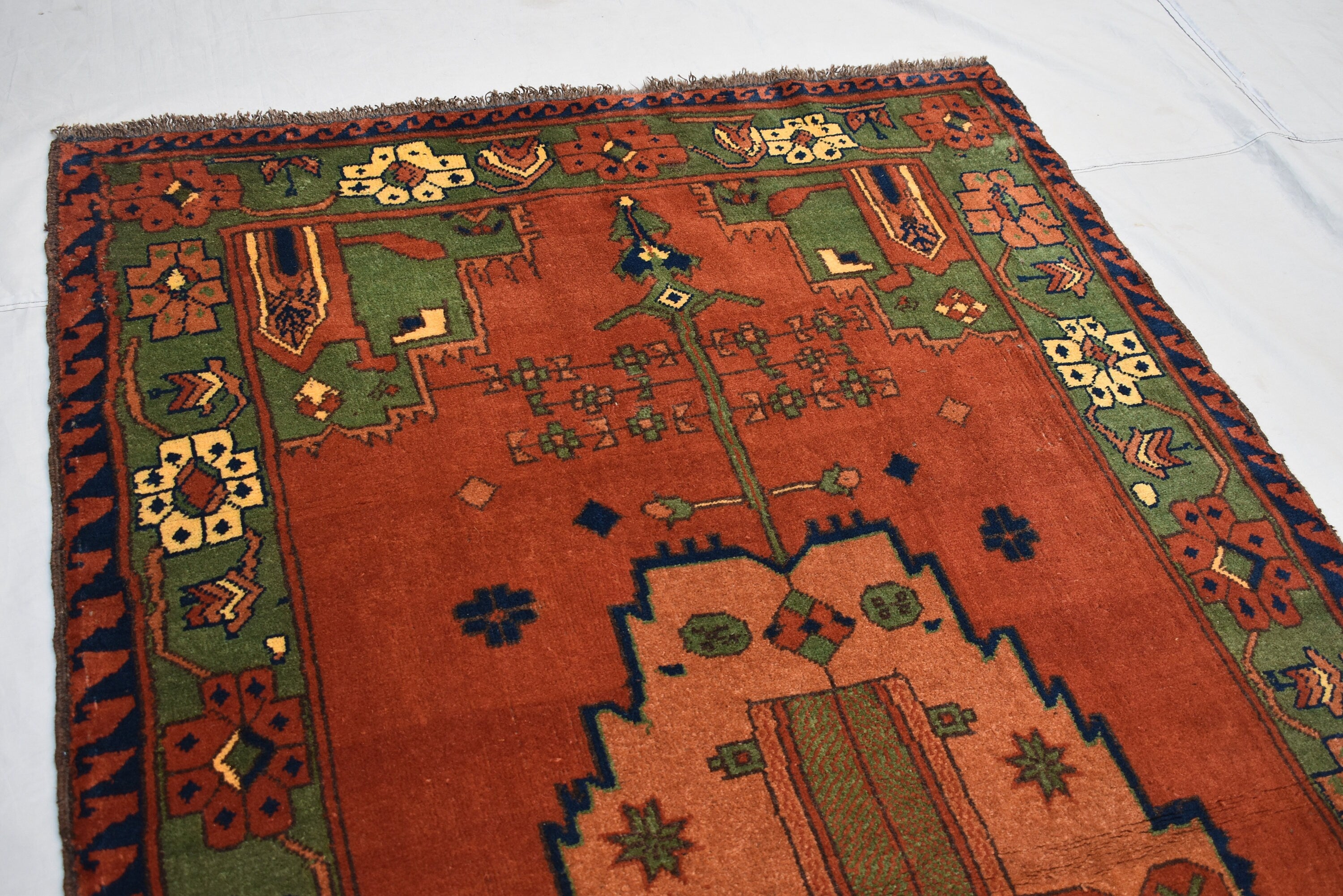 6.11 x 3.10 Turkmen Carpet/Turkmen Rug, Handmade, Brand 100% Wool High Quality, Kitchen Rug, Hallway Rug, Entryway Rug, Wall Hanging Rug