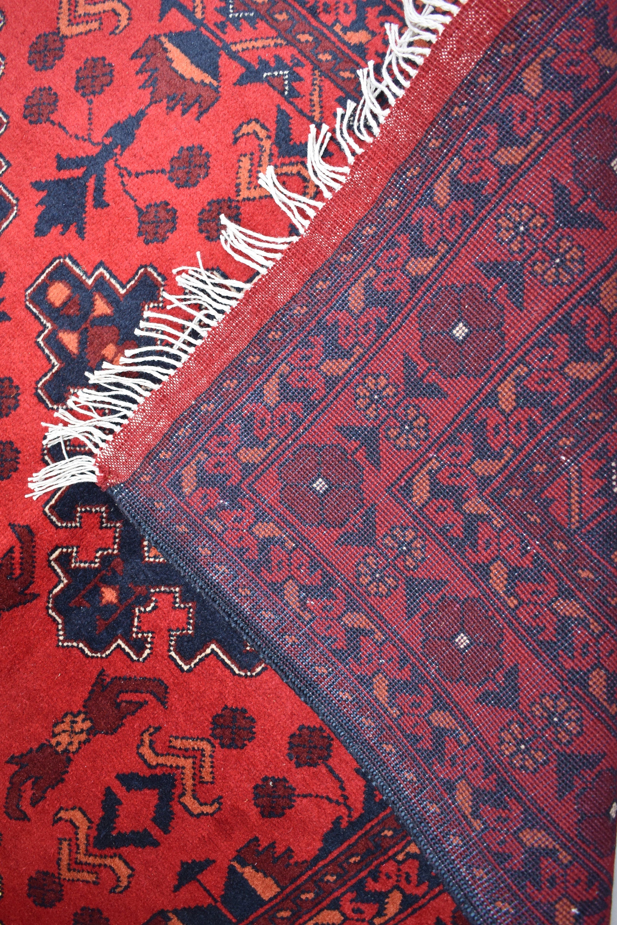 7x10 Vintage Red Handmade Afghan Bukhara Wool Rug, Rustic Home Decor, Rug for Living Room, Bedroom Rug, Vintage Tribal Area Rug 6.6x9.5 ft