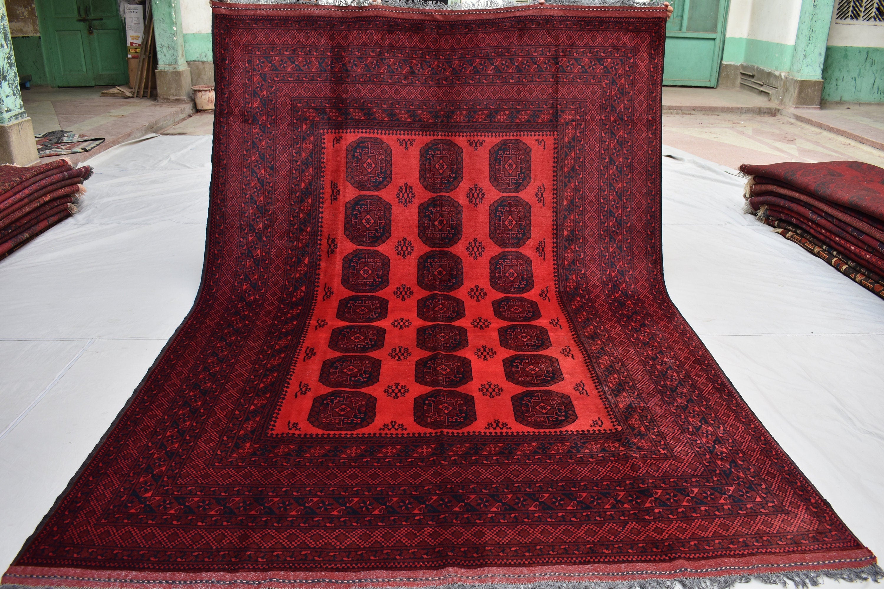 7x10ft, Afghan Elephant Foot Gul Antique Rug Turkmen Pile Pattern Bedroom Hand knotted rug Free shipping Discounted Area & Floor rug