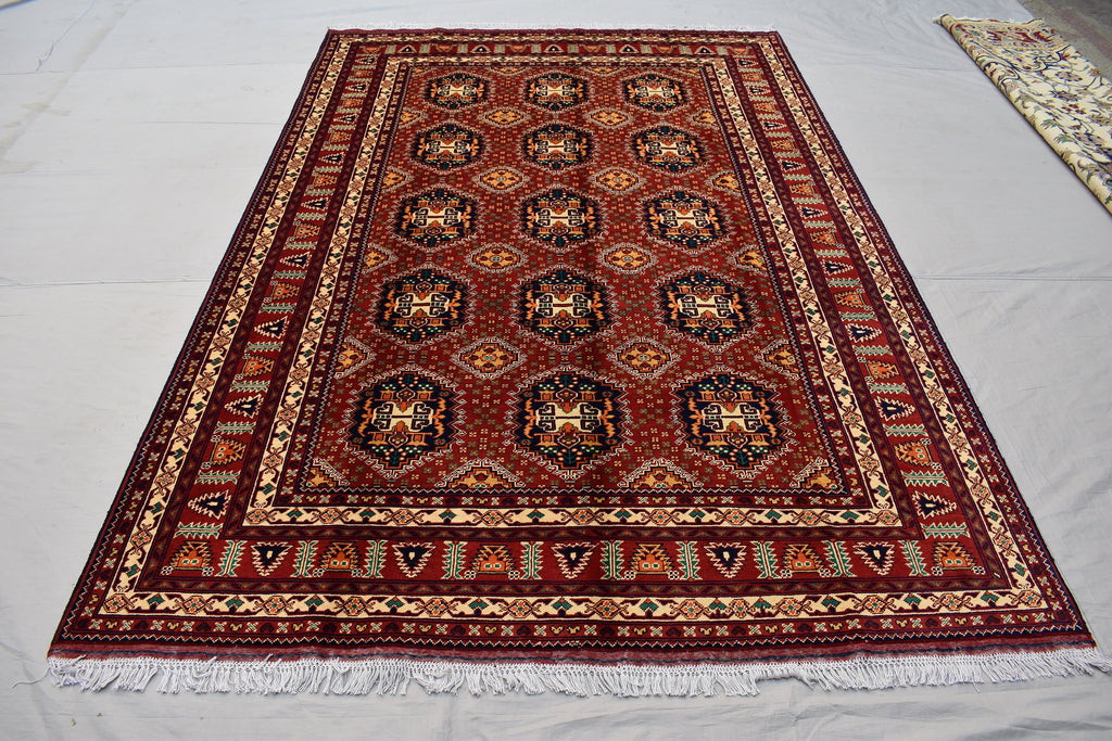 9.10 x 6.6 Ft Afghan Turkmen rug 100% Soft Wool Rug Samarqand Handmade Oriental Living room rug