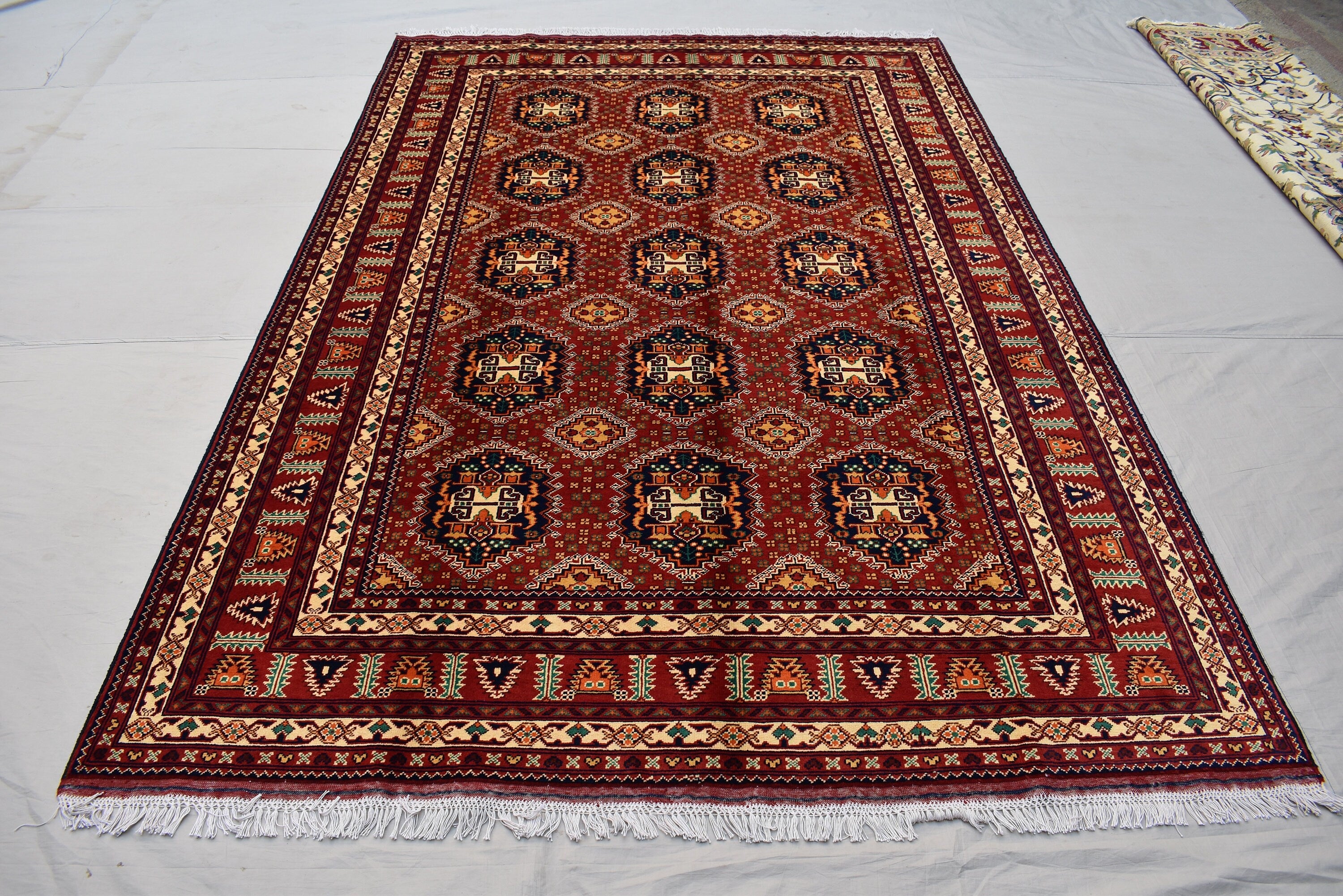 9.10 x 6.6 Ft Afghan Turkmen rug 100% Soft Wool Rug Samarqand Handmade Oriental Living room rug