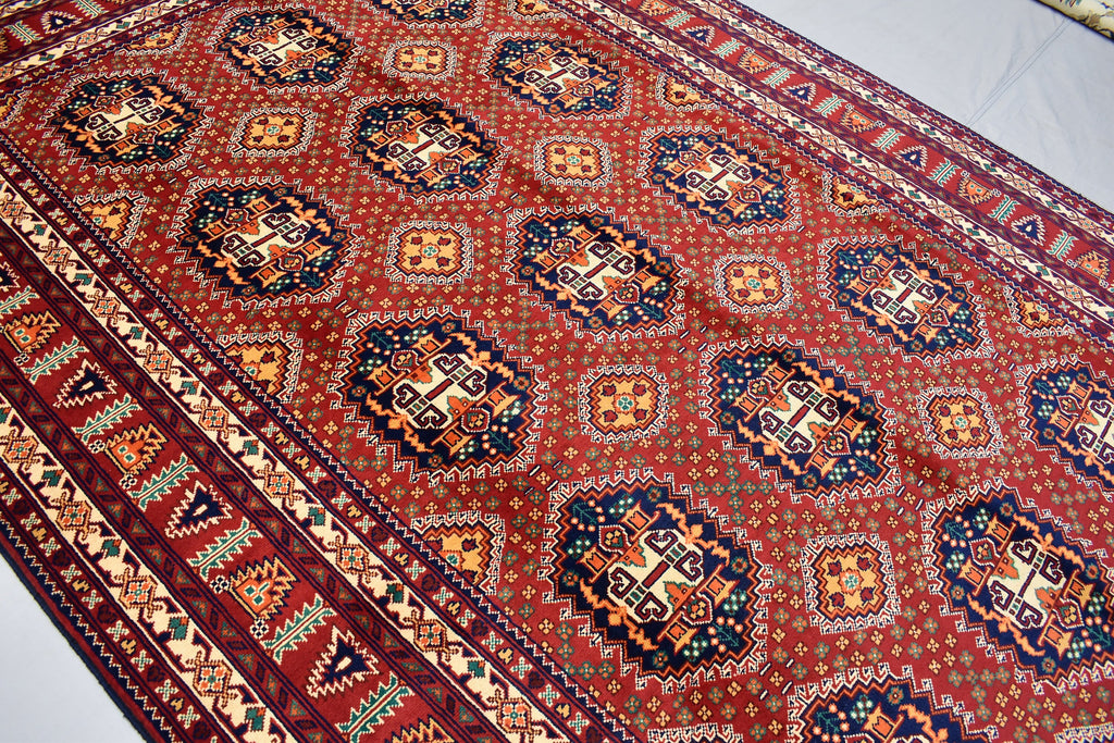 9.10 x 6.6 Ft Afghan Turkmen rug 100% Soft Wool Rug Samarqand Handmade Oriental Living room rug