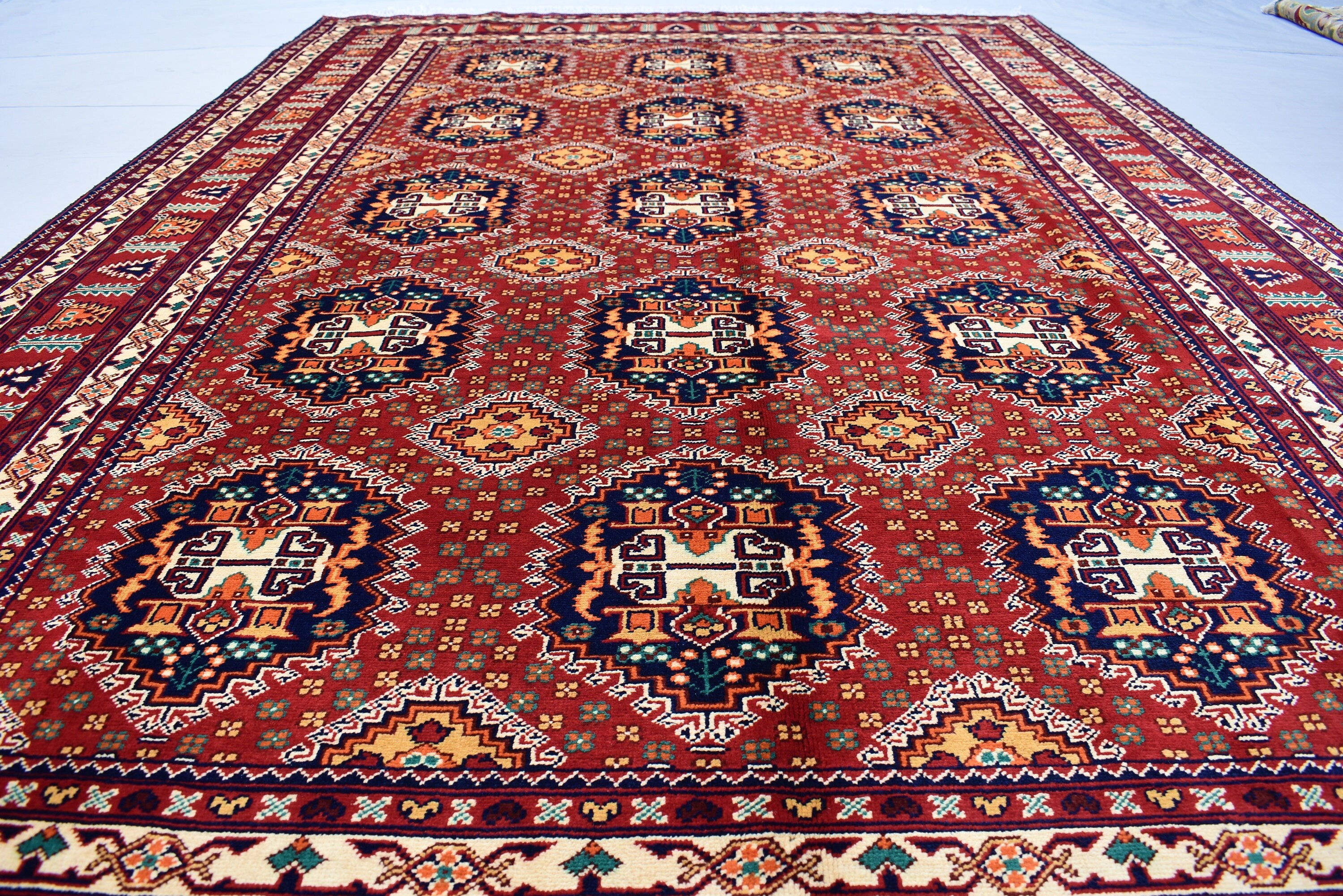 9.10 x 6.6 Ft Afghan Turkmen rug 100% Soft Wool Rug Samarqand Handmade Oriental Living room rug