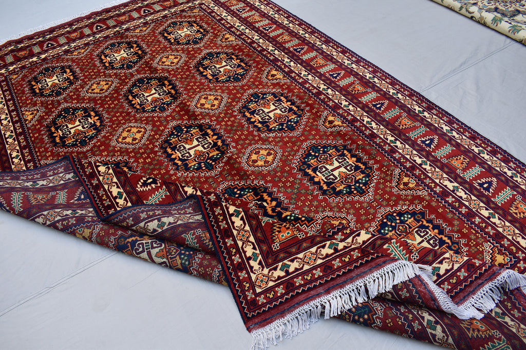 9.10 x 6.6 Ft Afghan Turkmen rug 100% Soft Wool Rug Samarqand Handmade Oriental Living room rug