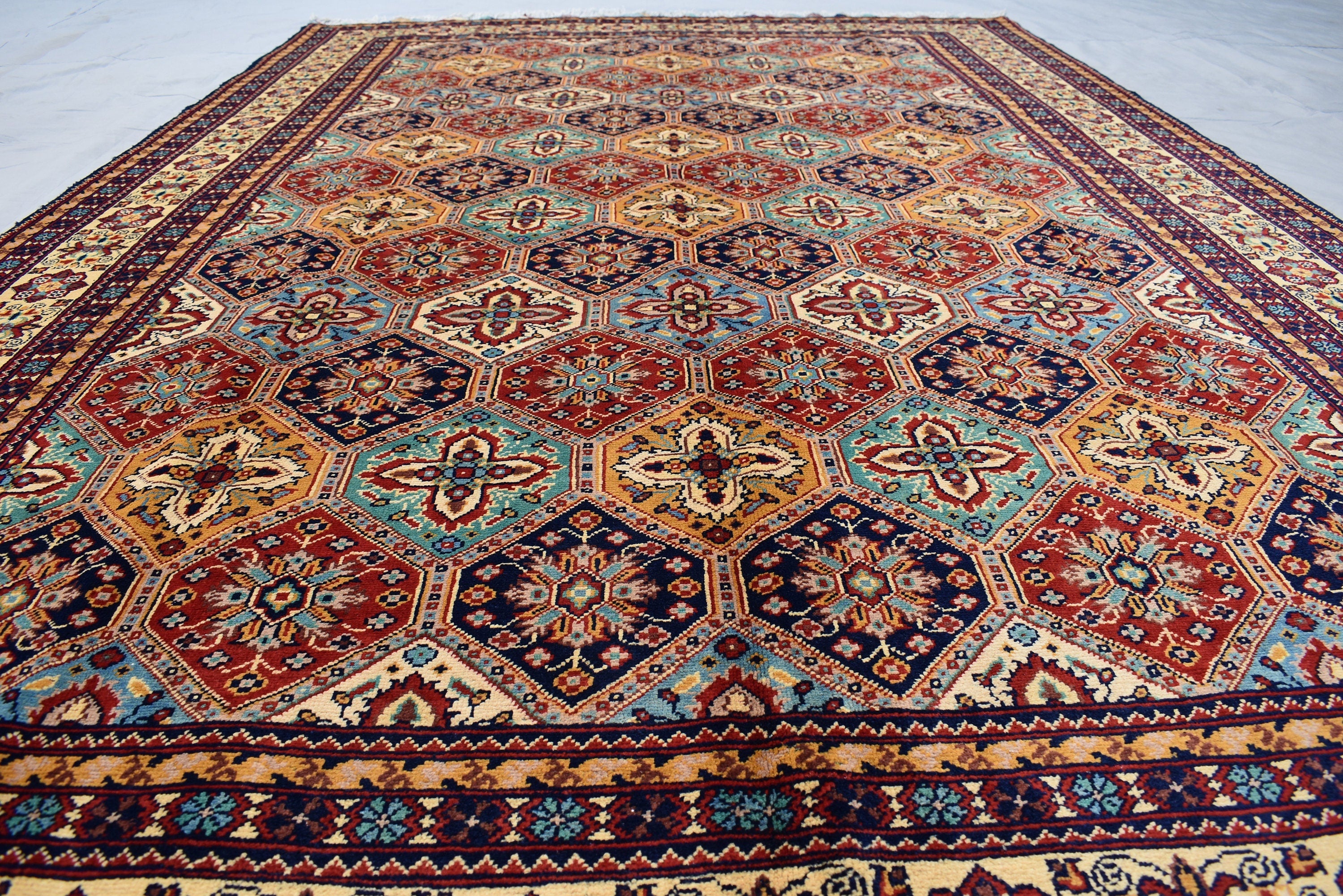 7x10 Handwoven Kashai Rug, Multicolor Authentic Rug, Boho Home Decor, Rug for Living Room, Dining Room Rug, Large area Floor Rug 10.5x6.9 ft