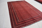 7x10 Hoja Roshnai Hand knotted Area Rug, Afghan Traditional Rug, Oriental Rug, Rug for Living Room, Bedroom Rug, soft and Rich Red 9.9x6.6 f