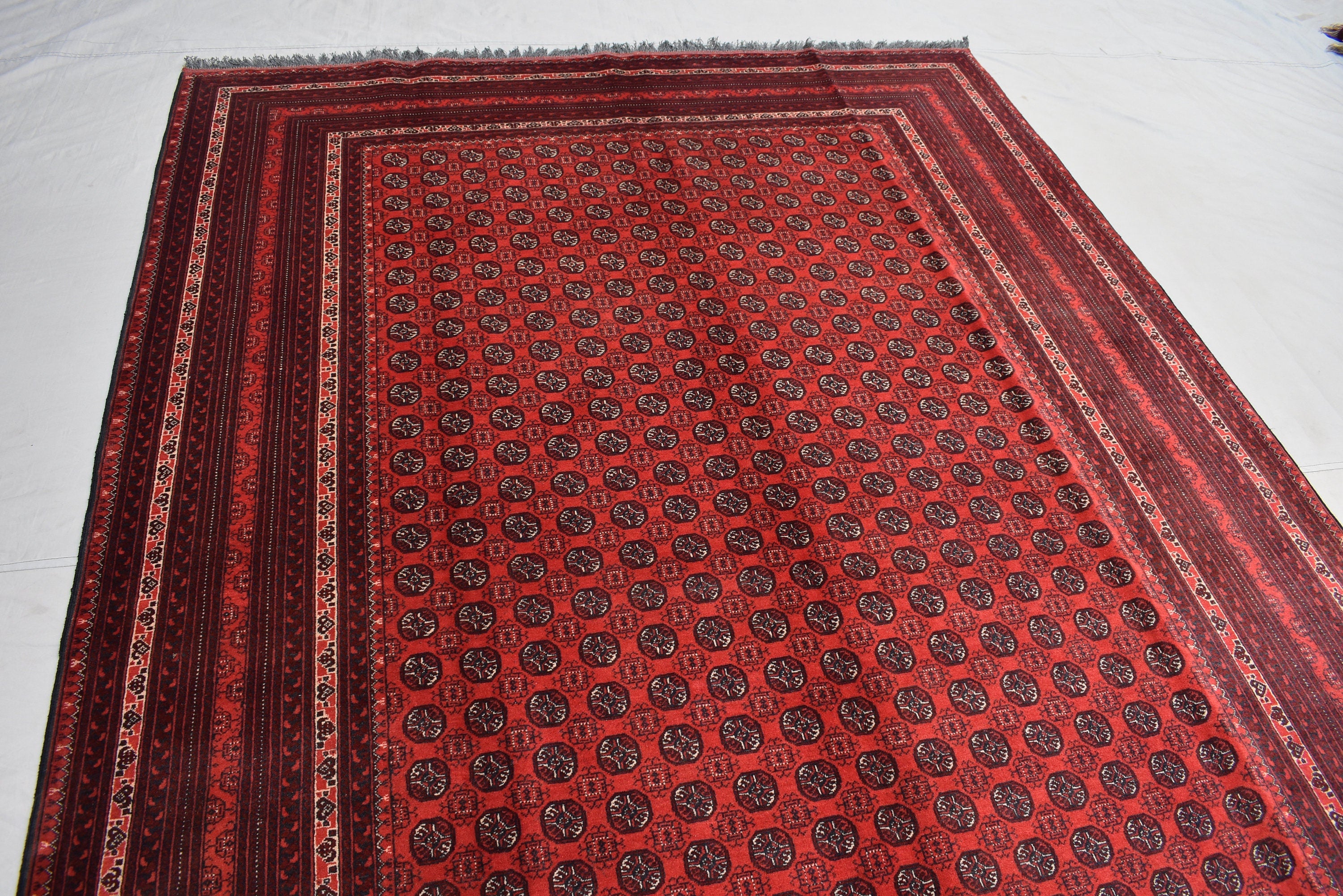 7x10 Hoja Roshnai Hand knotted Area Rug, Afghan Traditional Rug, Oriental Rug, Rug for Living Room, Bedroom Rug, soft and Rich Red 9.9x6.6 f
