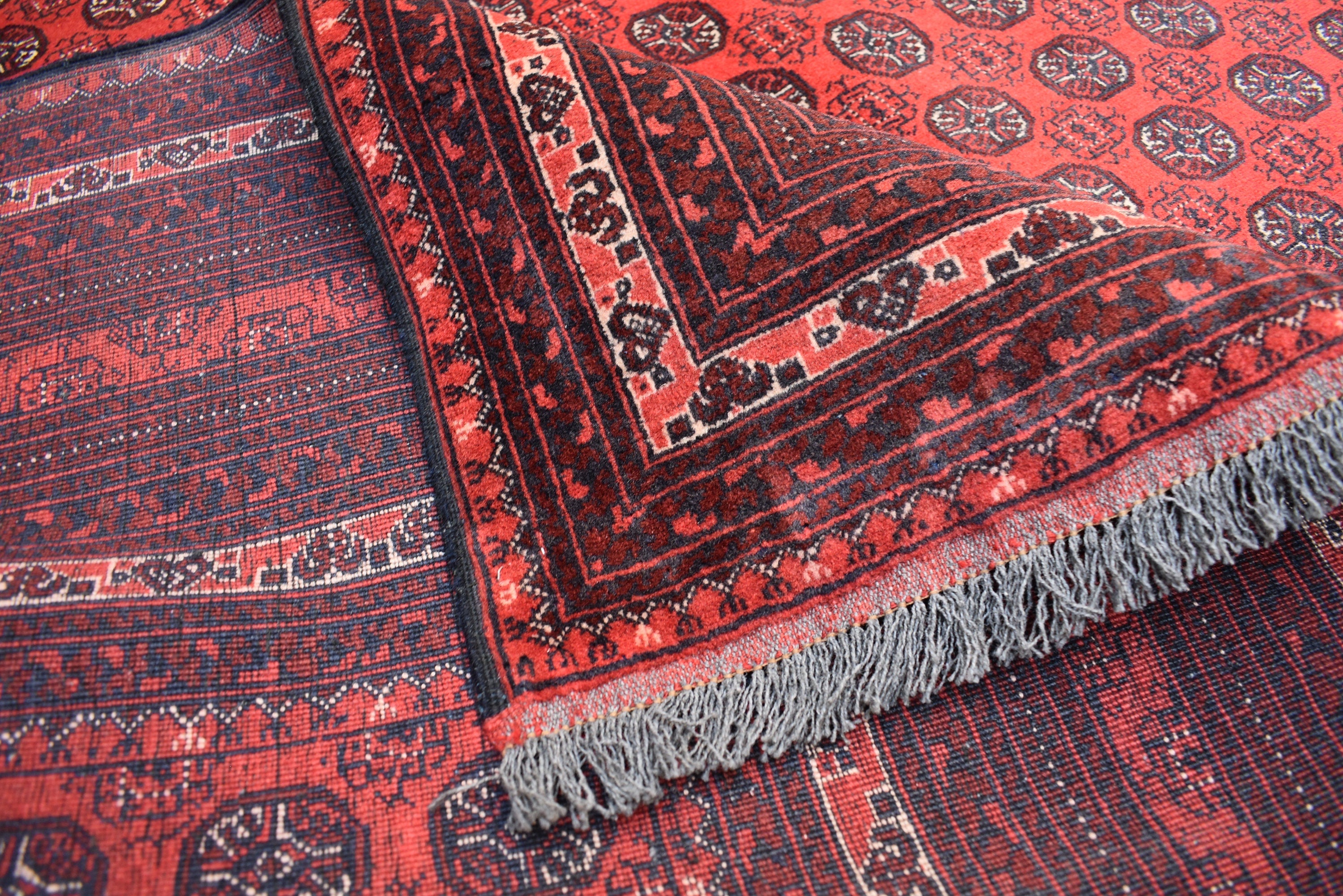 7x10 Hoja Roshnai Hand knotted Area Rug, Afghan Traditional Rug, Oriental Rug, Rug for Living Room, Bedroom Rug, soft and Rich Red 9.9x6.6 f