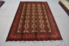 7x10 Handmade Large Maranus Afghan Rug–Orange & Bronze Tribal Design, Premium Wool, Oversized Floor Carpet, Boho Chic Home Decor 6.6x10.2 ft