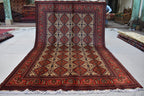 7x10 Handmade Large Maranus Afghan Rug–Orange & Bronze Tribal Design, Premium Wool, Oversized Floor Carpet, Boho Chic Home Decor 6.6x10.2 ft