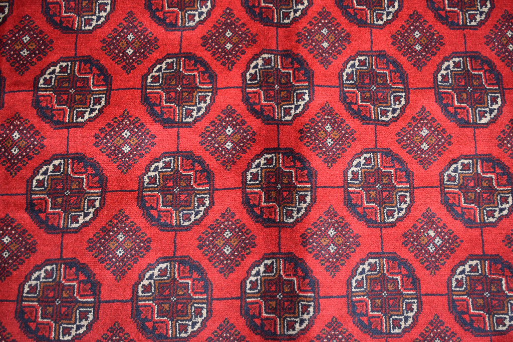 7x10 Vintage Ahal Gul Afghan Tribal Handwoven Rug, Rich Red Rug, Top Quality Premium Rug, Rug for Living Room, Dining Room Rug 9.7x6.8 ft