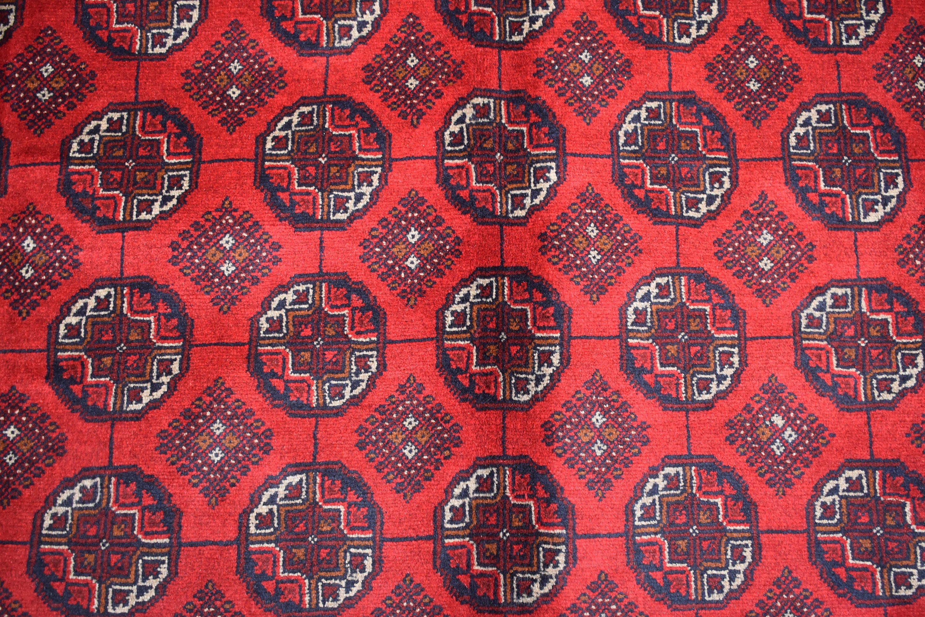 7x10 Vintage Ahal Gul Afghan Tribal Handwoven Rug, Rich Red Rug, Top Quality Premium Rug, Rug for Living Room, Dining Room Rug 9.7x6.8 ft