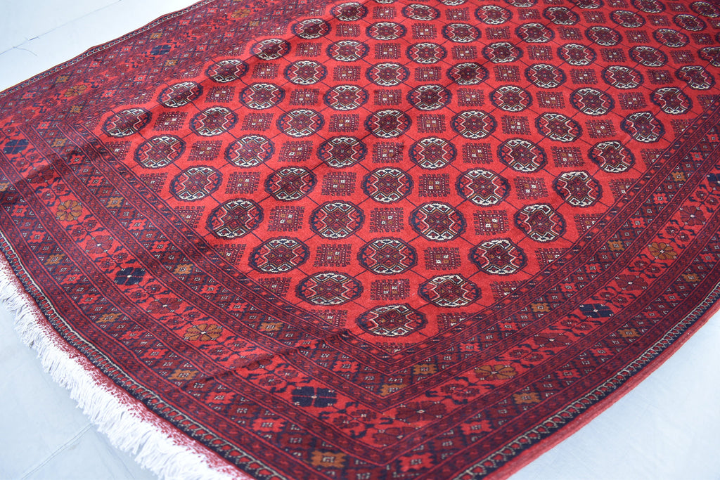 7x10 Vintage Ahal Gul Afghan Tribal Handwoven Rug, Rich Red Rug, Top Quality Premium Rug, Rug for Living Room, Dining Room Rug 9.7x6.8 ft