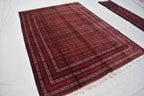 7x9 Turkmen Large Area Rug, Afghan Handmade Mawrai Gul Design Red Rug, Vintage Oriental Rug, Living Room, 289x205 Dinning Table Carpet