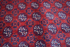 7x9 Turkmen Large Area Rug, Afghan Handmade Mawrai Gul Design Red Rug, Vintage Oriental Rug, Living Room, 289x205 Dinning Table Carpet