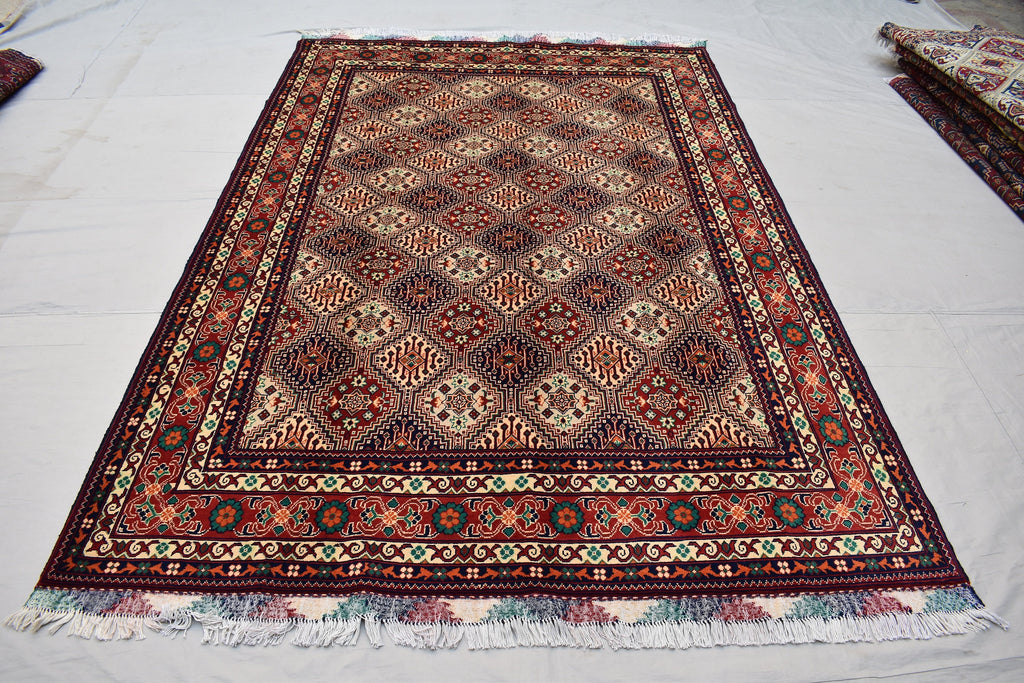 7x10 Large Area Rug Afghan Hand knotted Area Rug, Soft, Elegant and Timeless Craftmanship, Rug for Living Room, Bedroom, Persian Style Rug