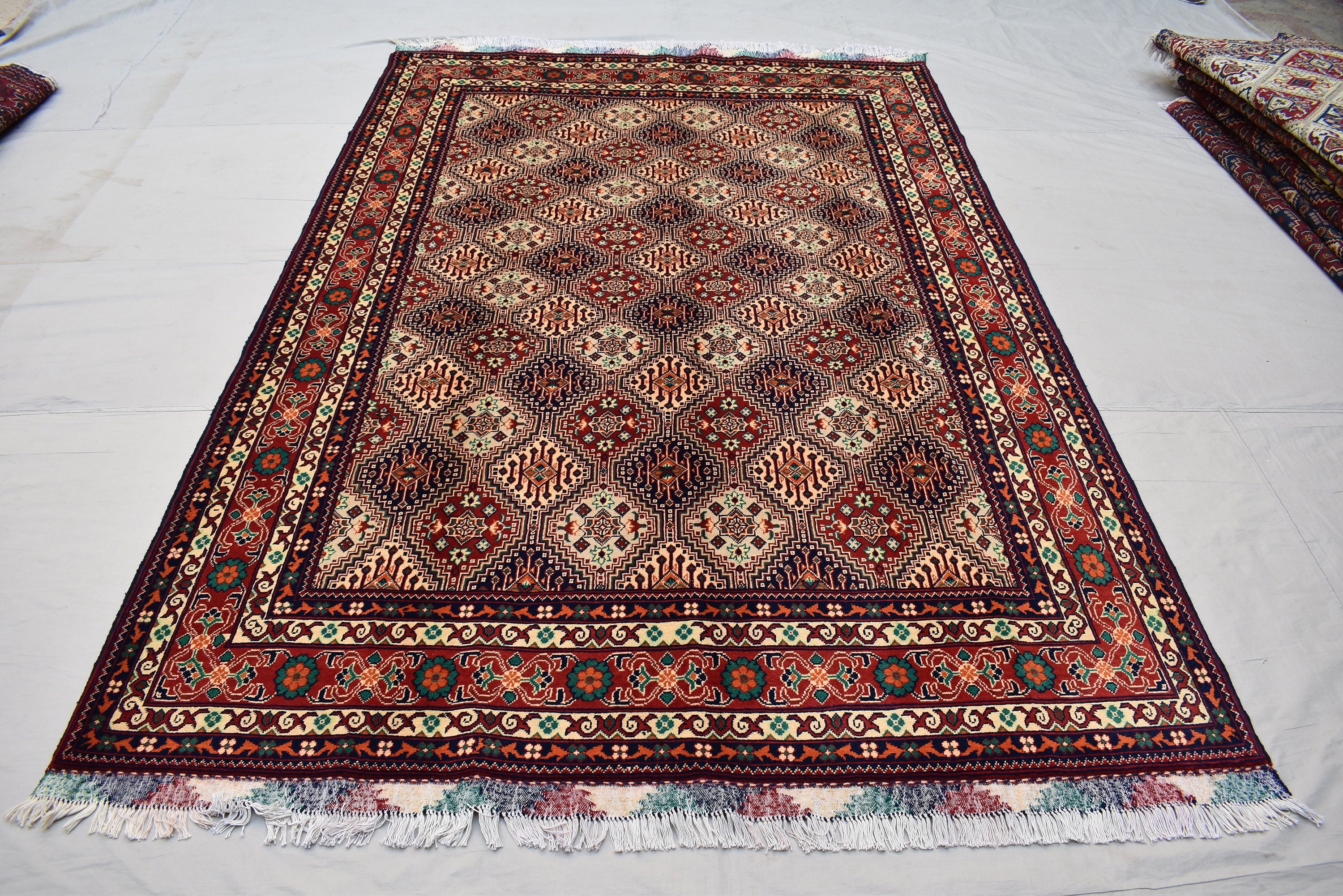 7x10 Large Area Rug Afghan Hand knotted Area Rug, Soft, Elegant and Timeless Craftmanship, Rug for Living Room, Bedroom, Persian Style Rug